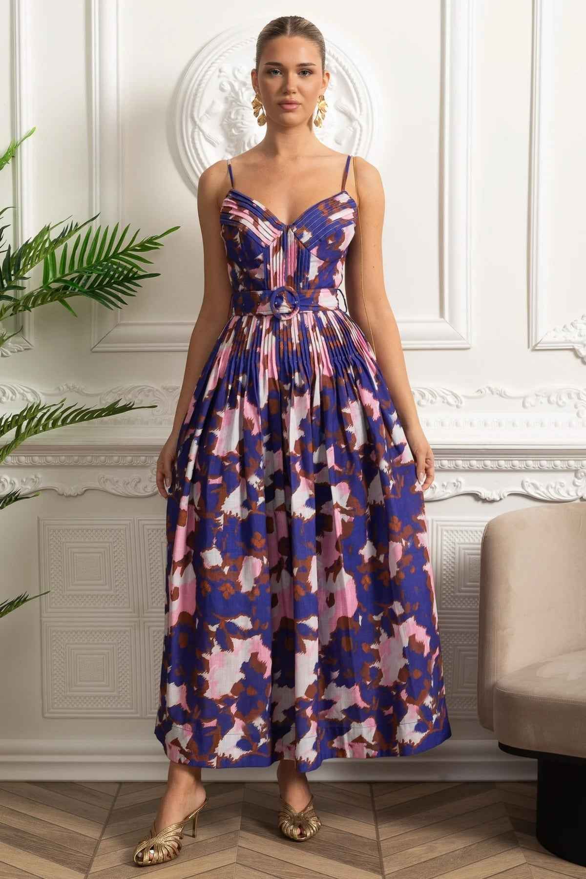 Pleated Bust | PLEATED FITTED MIDI PARTY COCKTAIL DRESS