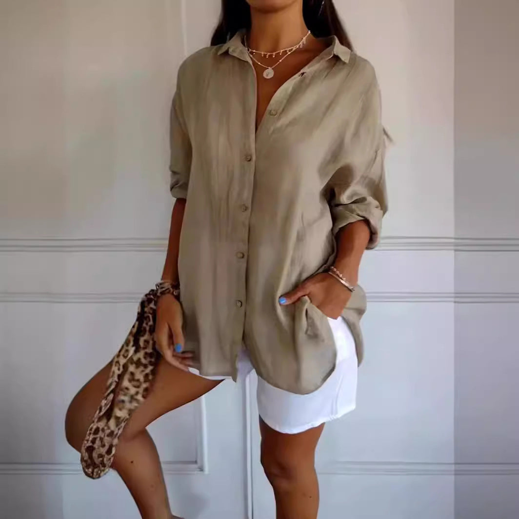 Pleated Elegant Midi Casual Shirt Dress - ICYBOO