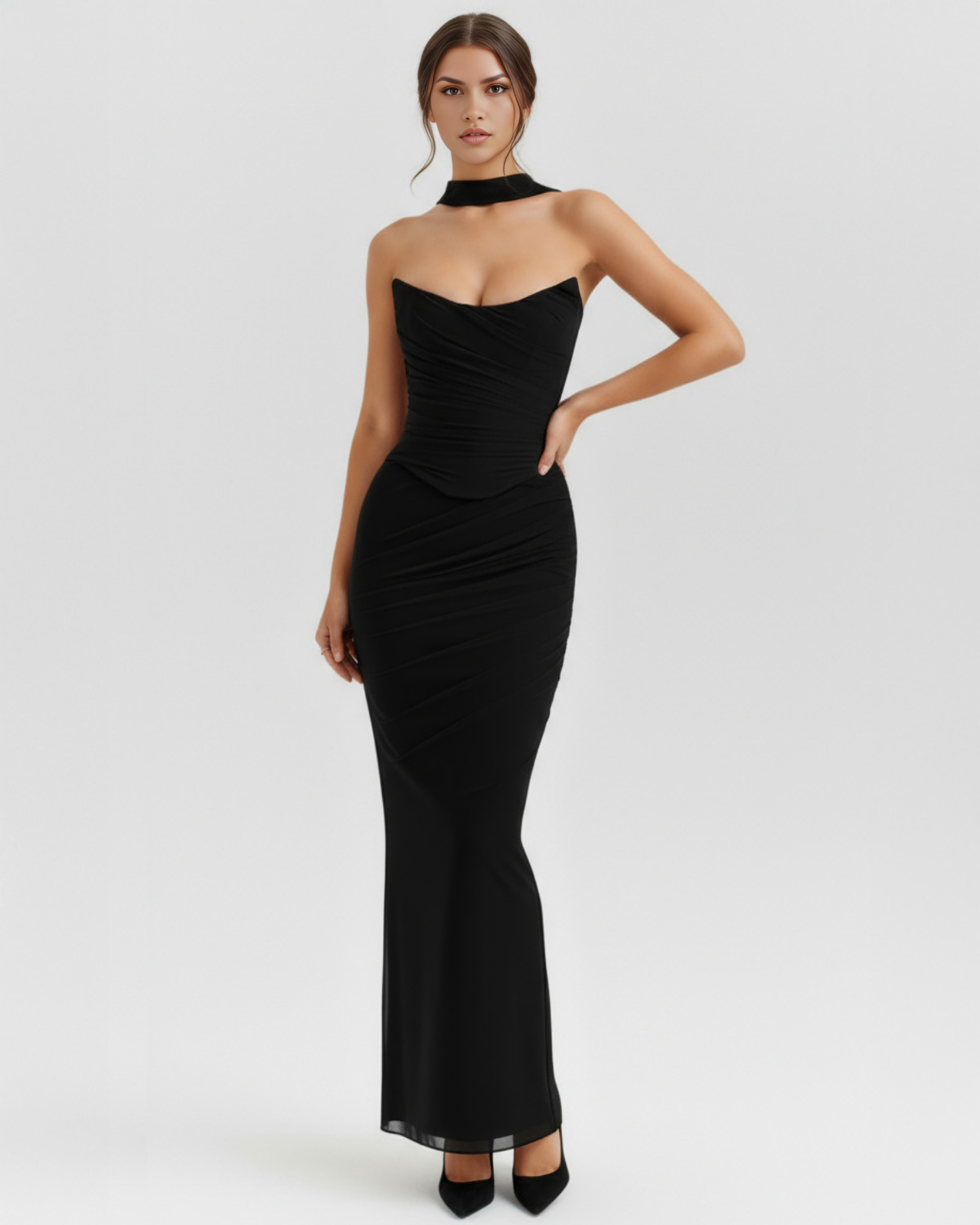 Mesh Maxi Dress Set | Corset & Skirt with Scarf, Romantic Events & Occasions - ICYBOO
