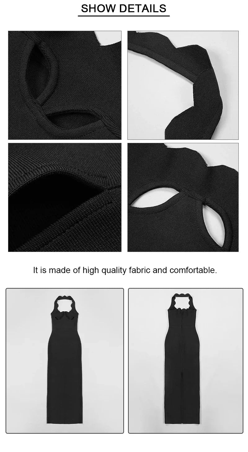 Noisette Halter Cut-Out Bodycon Maxi Dresses