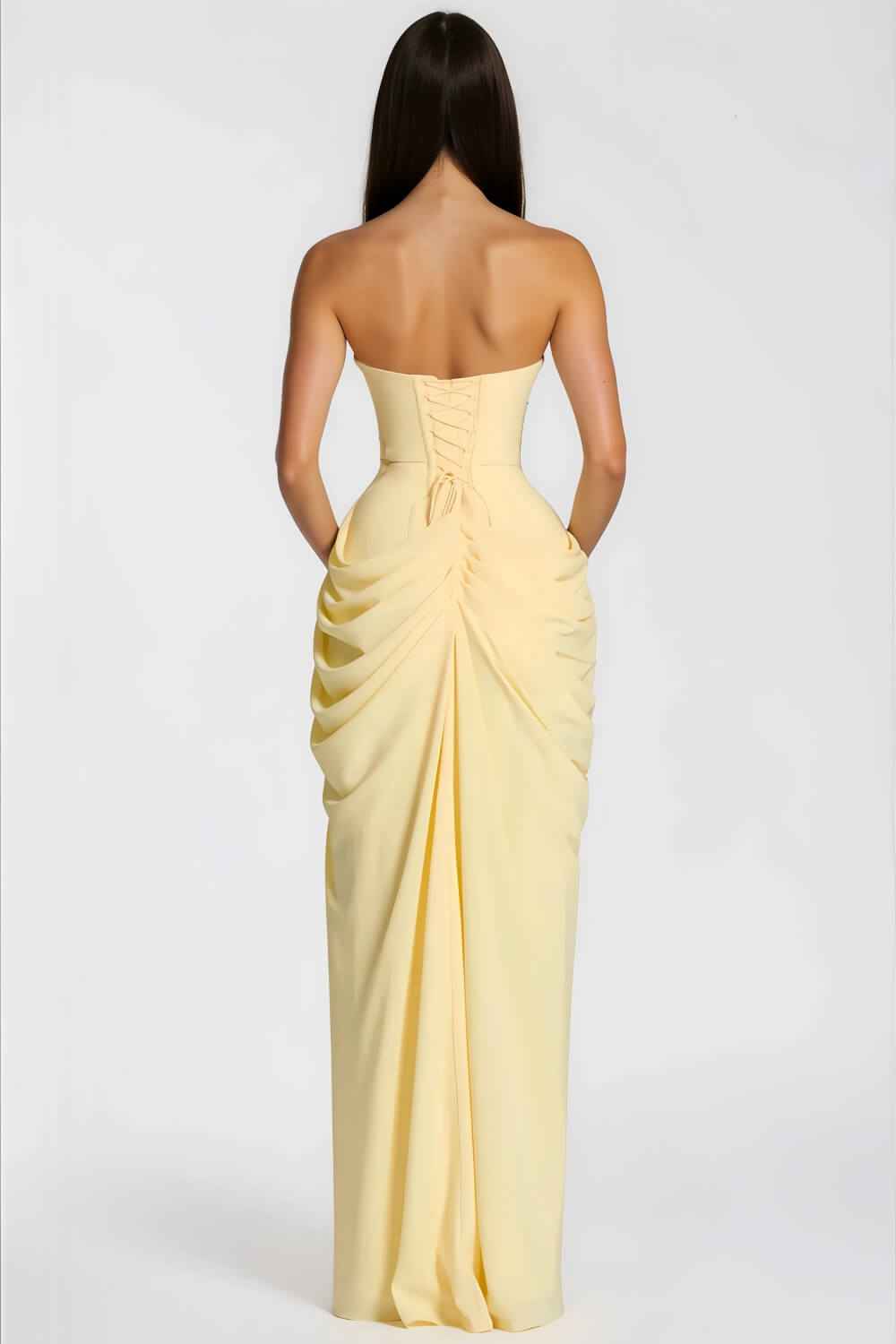 Azalée Strapless Draped High-Slit Maxi Dress