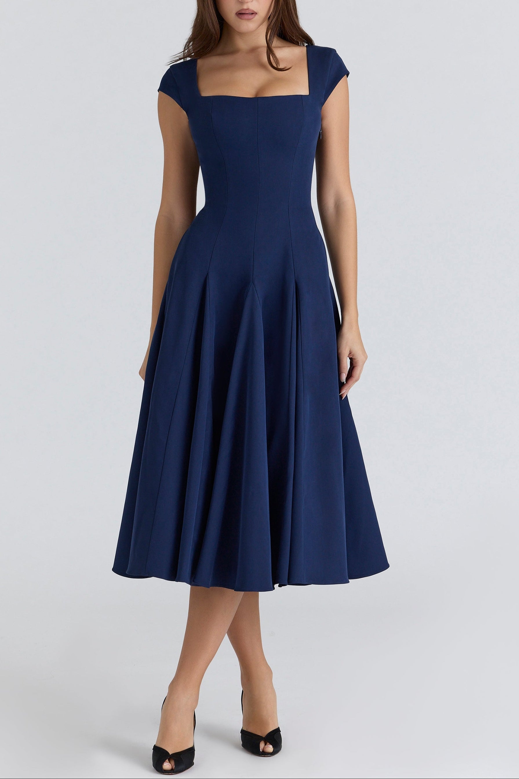 Elise Cap Sleeve Midi Dress in Maroon - ICYBOO