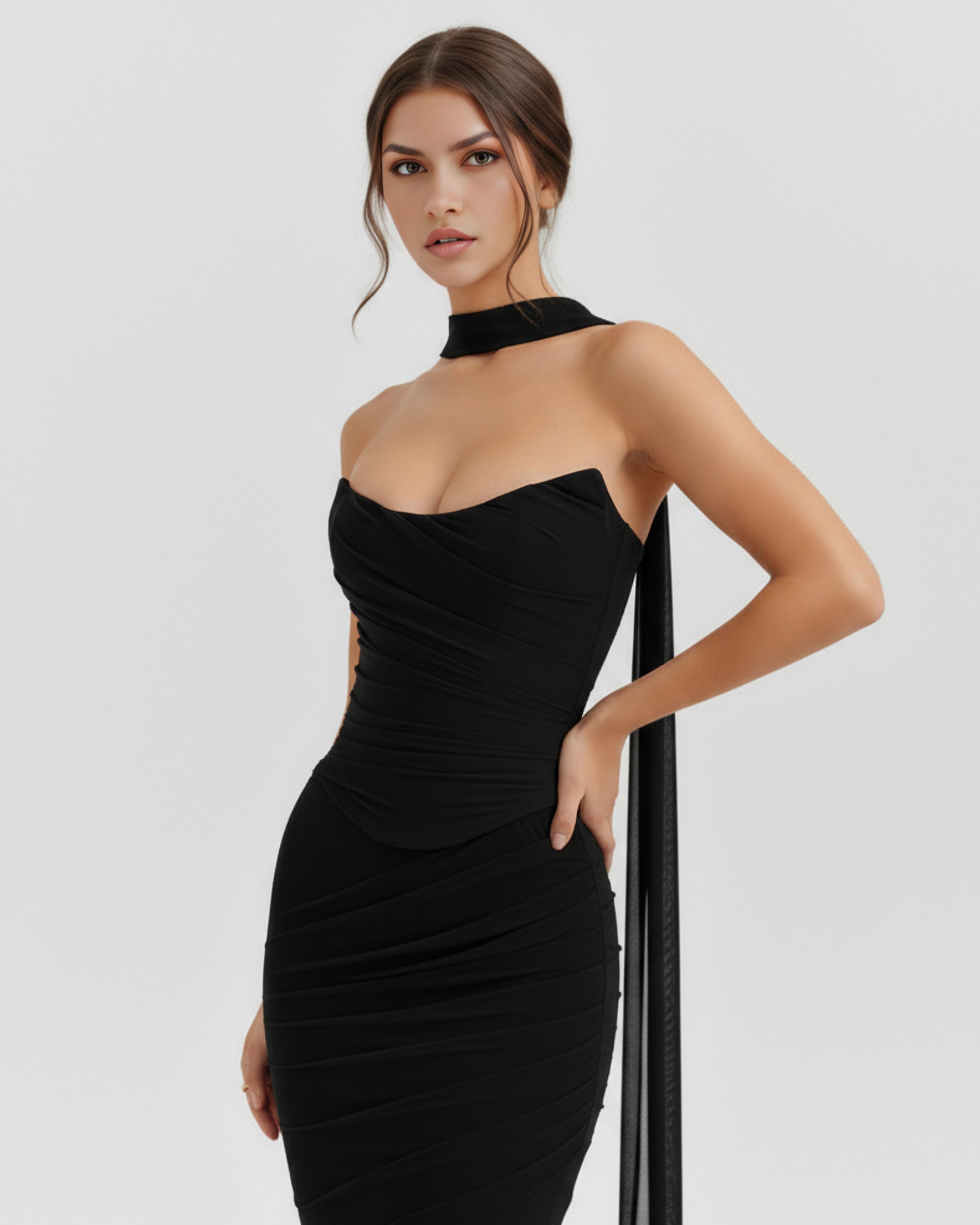 Mesh Maxi Dress Set | Corset & Skirt with Scarf, Romantic Events & Occasions - ICYBOO