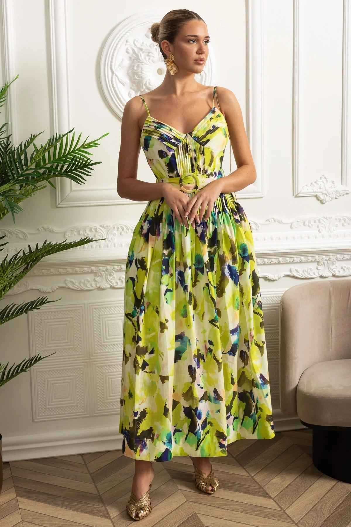 Sienna | PLEATED FITTED MIDI SUMMER PARTY DRESS