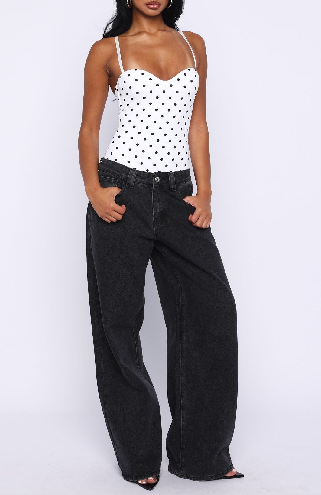 Bella Black Polka Muse Bodysuit - ICYBOO