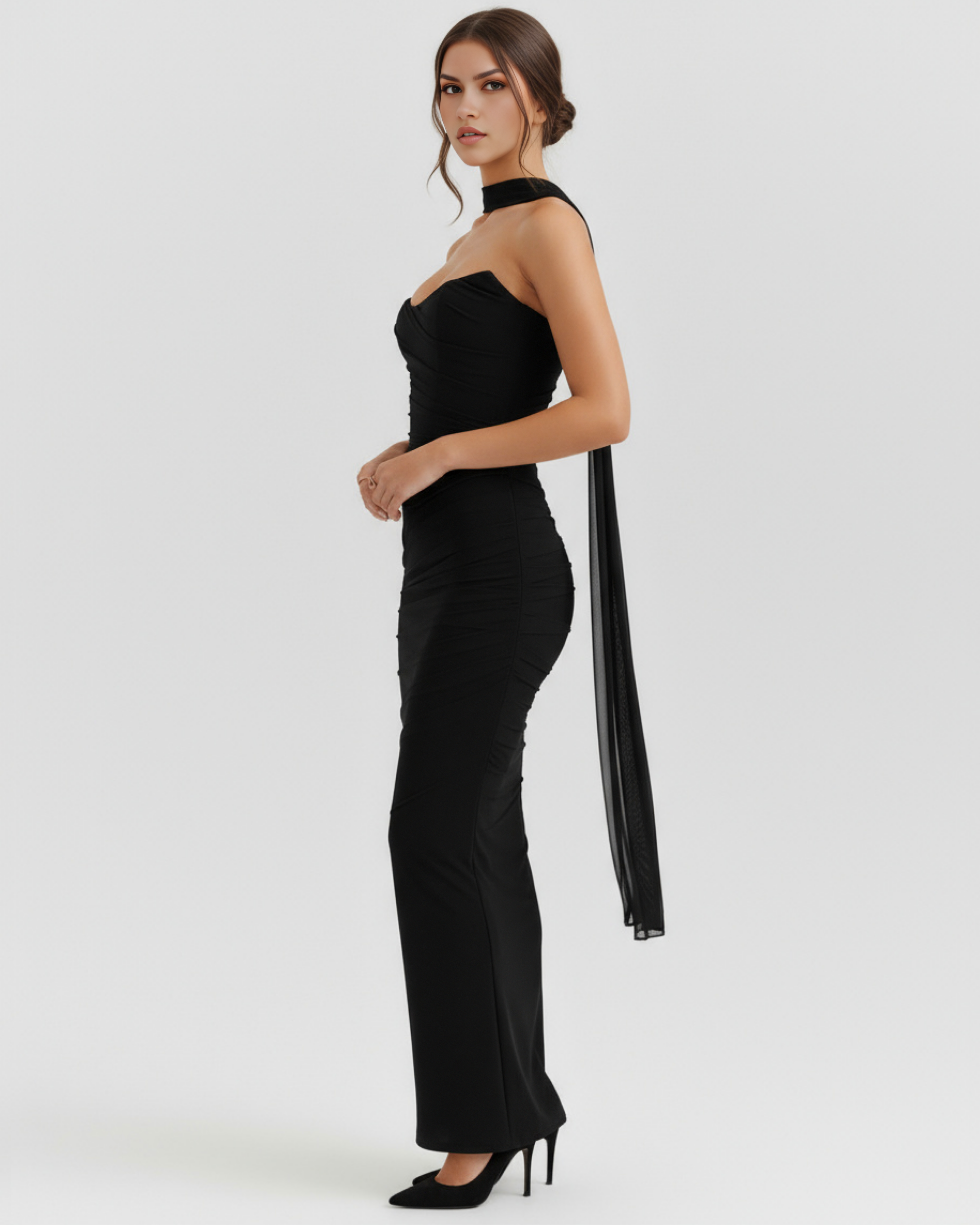 Mesh Maxi Dress Set | Corset & Skirt with Scarf, Romantic Events & Occasions - ICYBOO