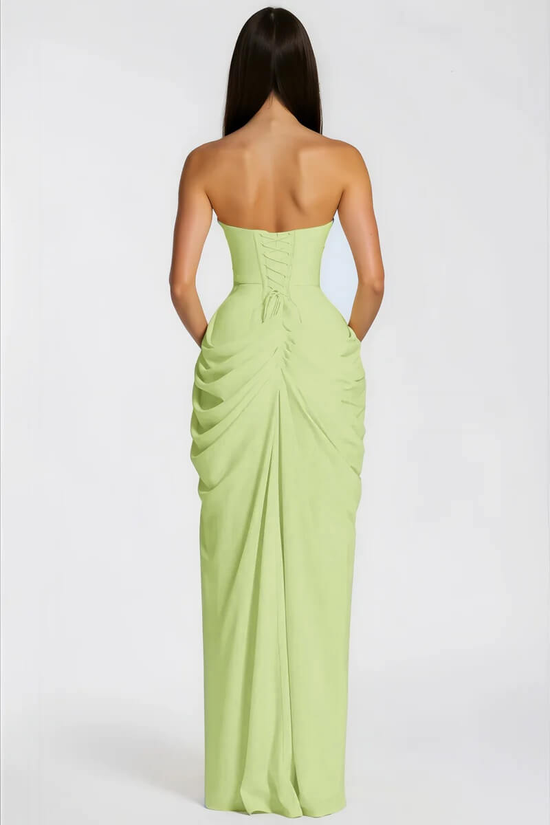 Azalée Strapless Draped High-Slit Maxi Dress