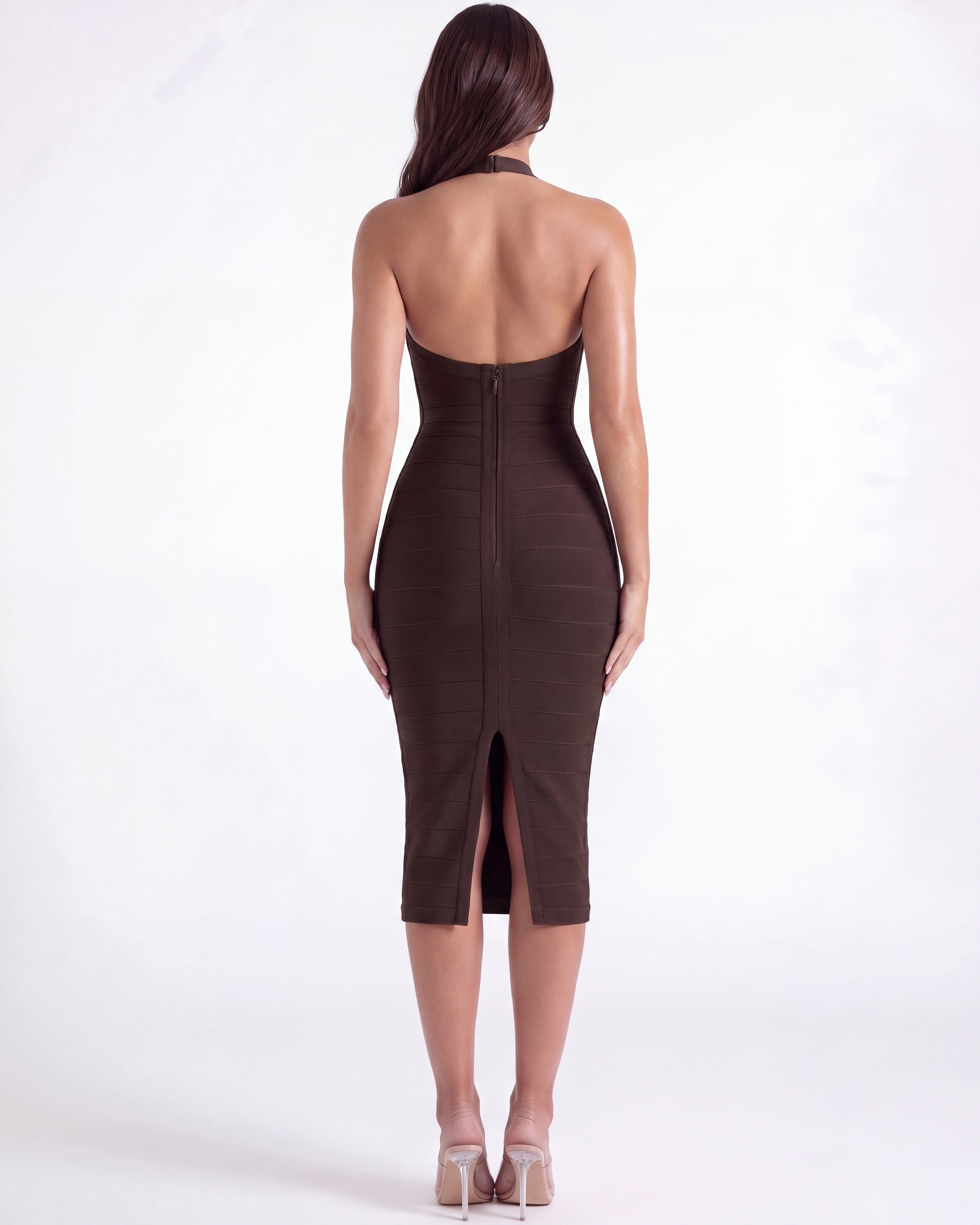 Kelly Bodycon Sweetheart Midi Bandage Dress - Almond