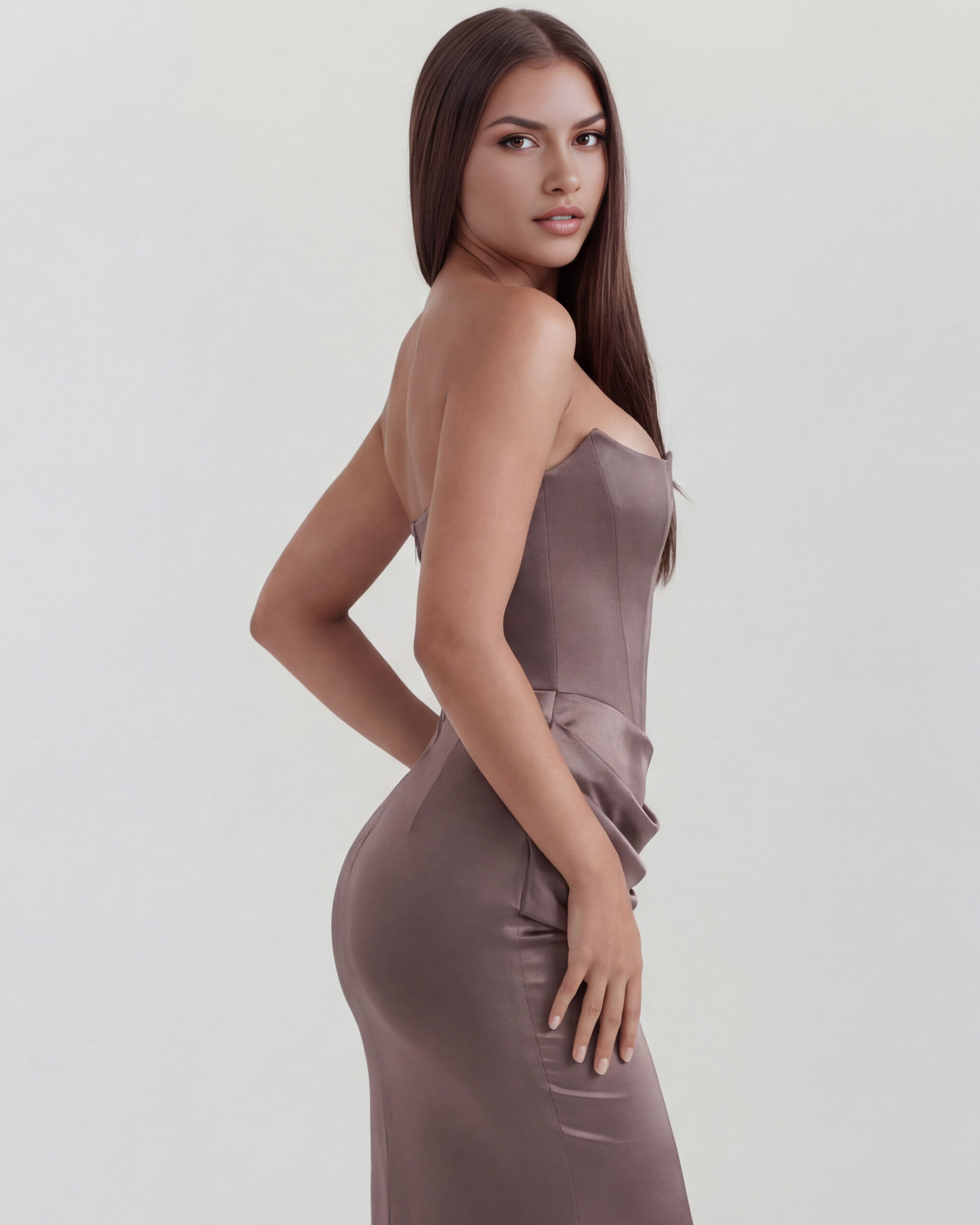Corset Dress | Almond Muse Style, Stretch Crepe Boned Bodice, Glamorous Events - ICYBOO