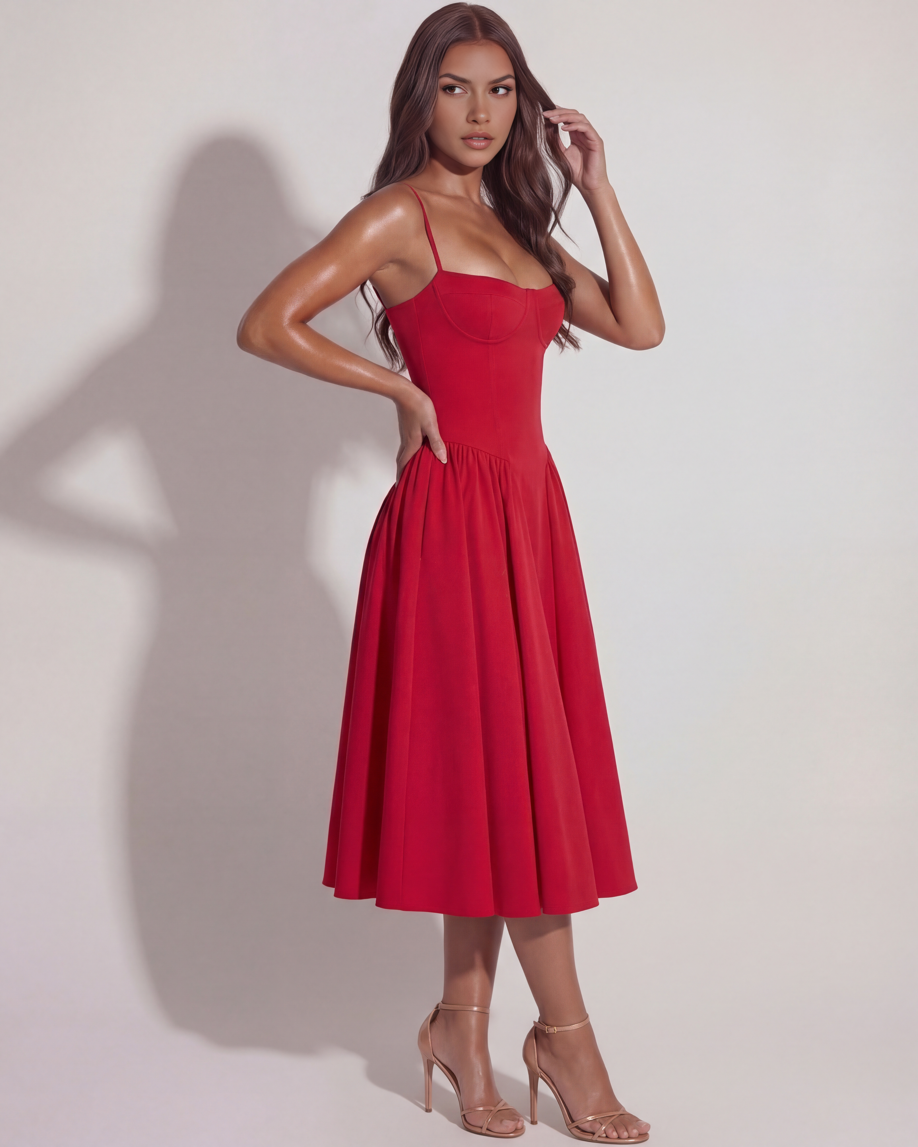 Midi Dress | Sweetheart Neckline, Boned Bodice, Summer Events - ICYBOO