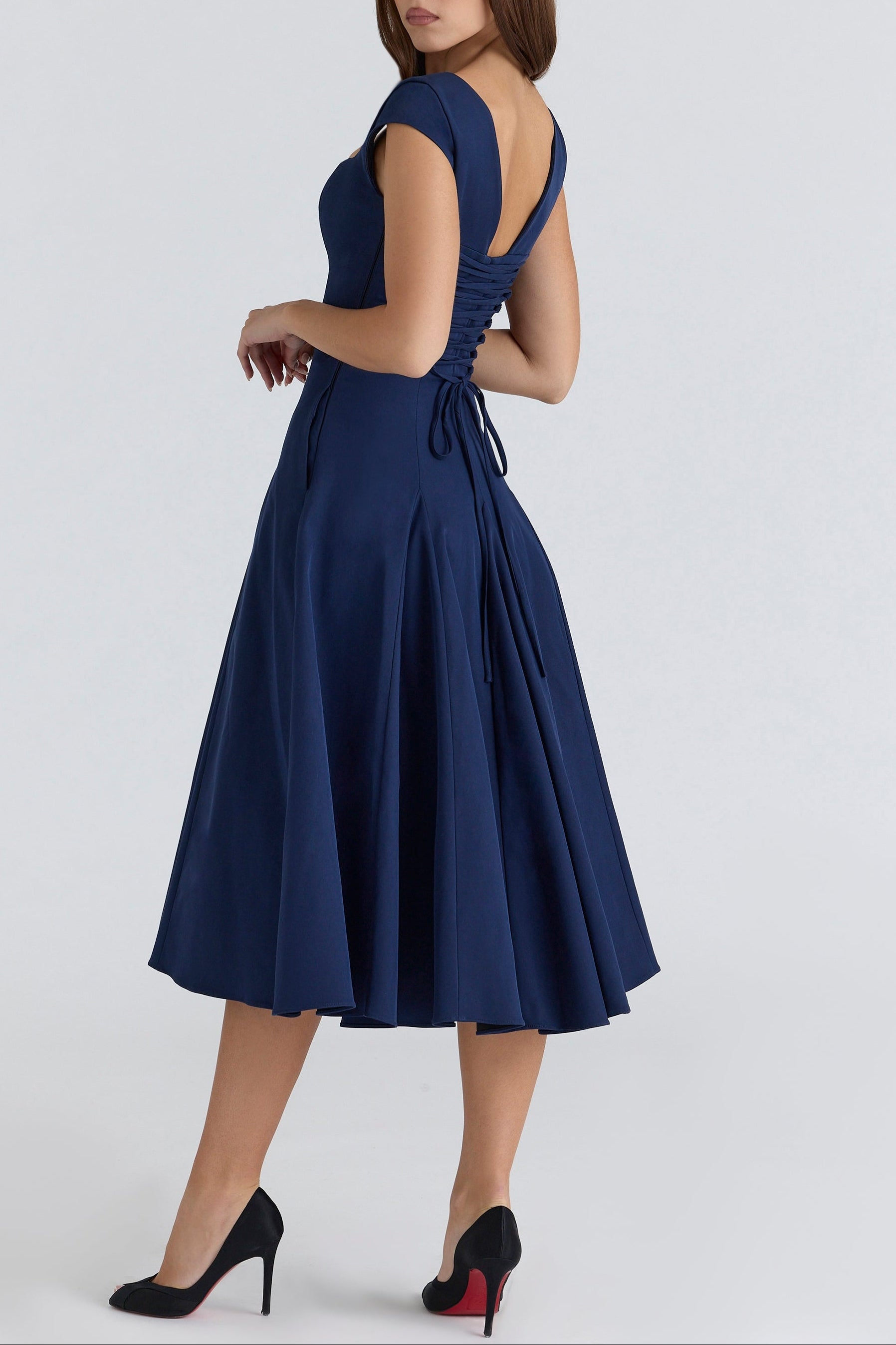 Elise Cap Sleeve Midi Dress in Maroon - ICYBOO