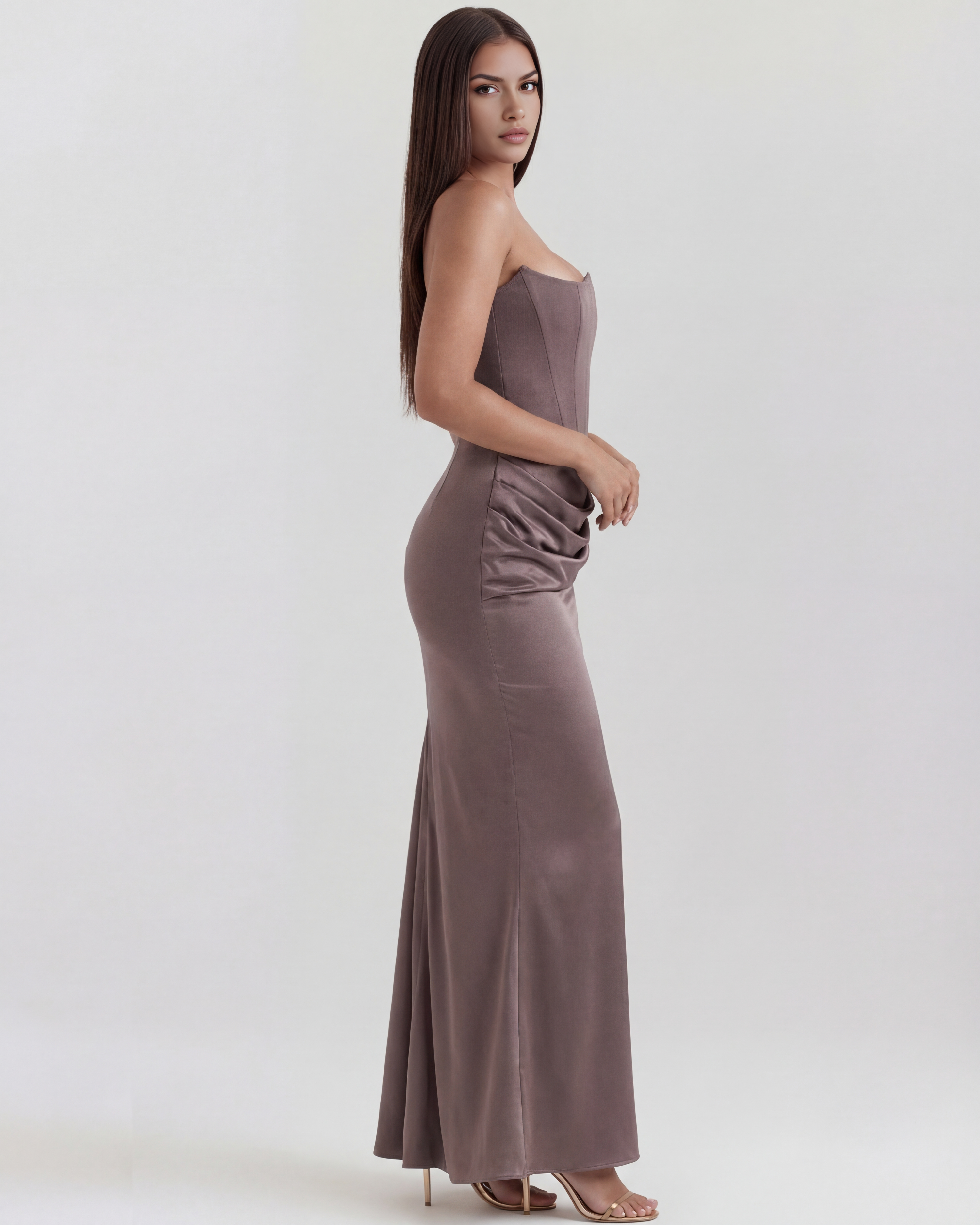 Corset Dress | Almond Muse Style, Stretch Crepe Boned Bodice, Glamorous Events - ICYBOO