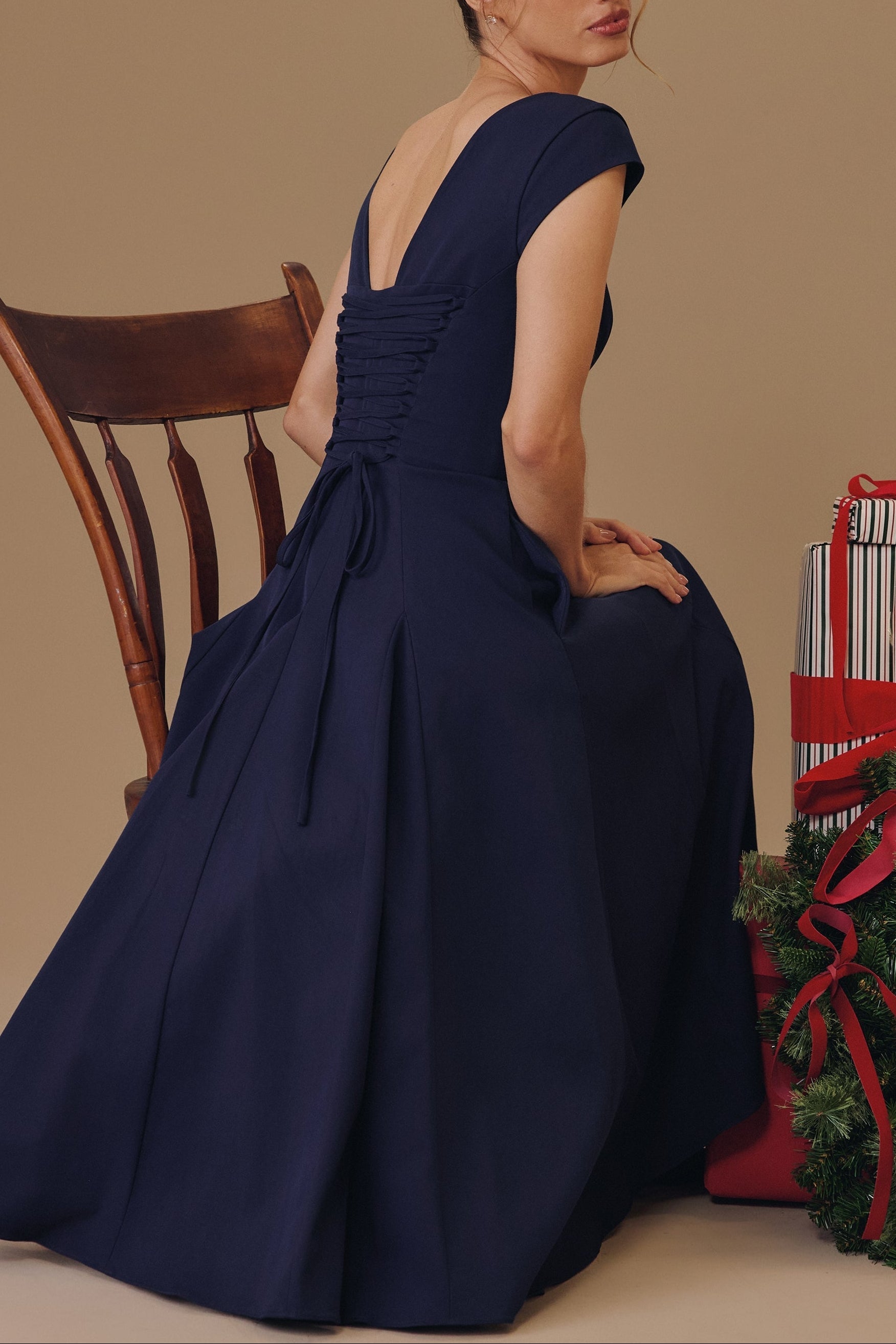 Elise Cap Sleeve Midi Dress in Maroon - ICYBOO