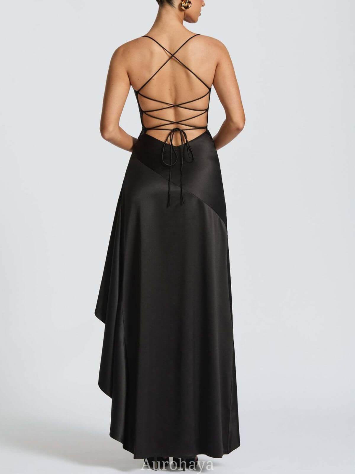 Delphine Spaghetti-Strap Ruffle Maxi Dress