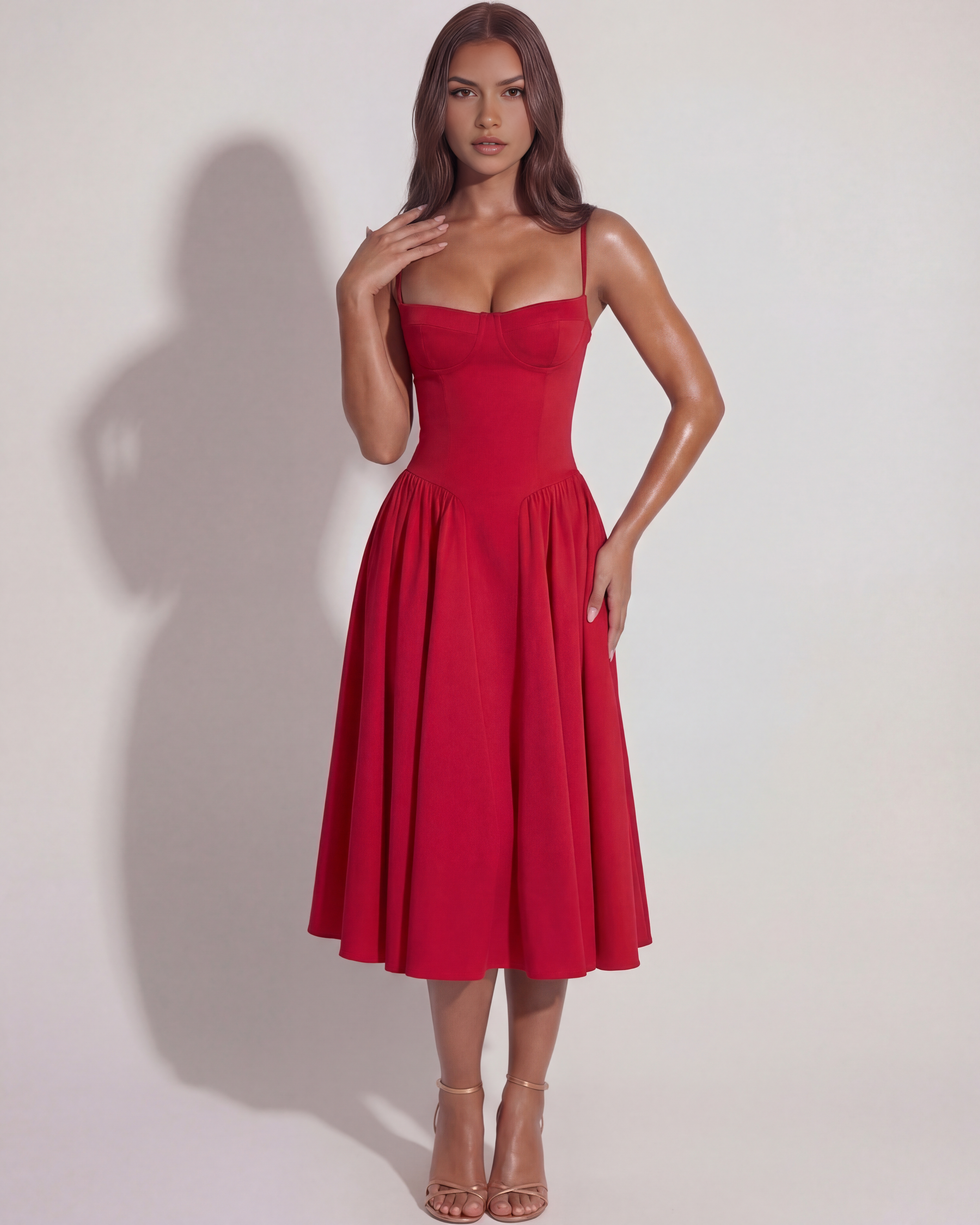 Midi Dress | Sweetheart Neckline, Boned Bodice, Summer Events - ICYBOO