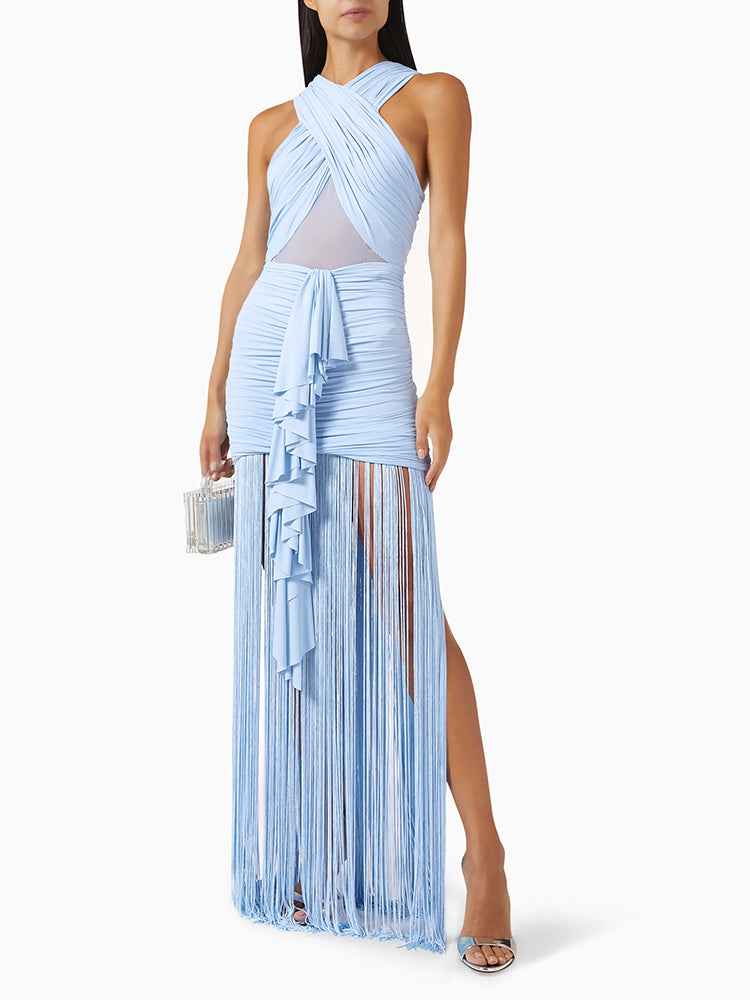 Carmen Fringe Ruched Bodycon Dress