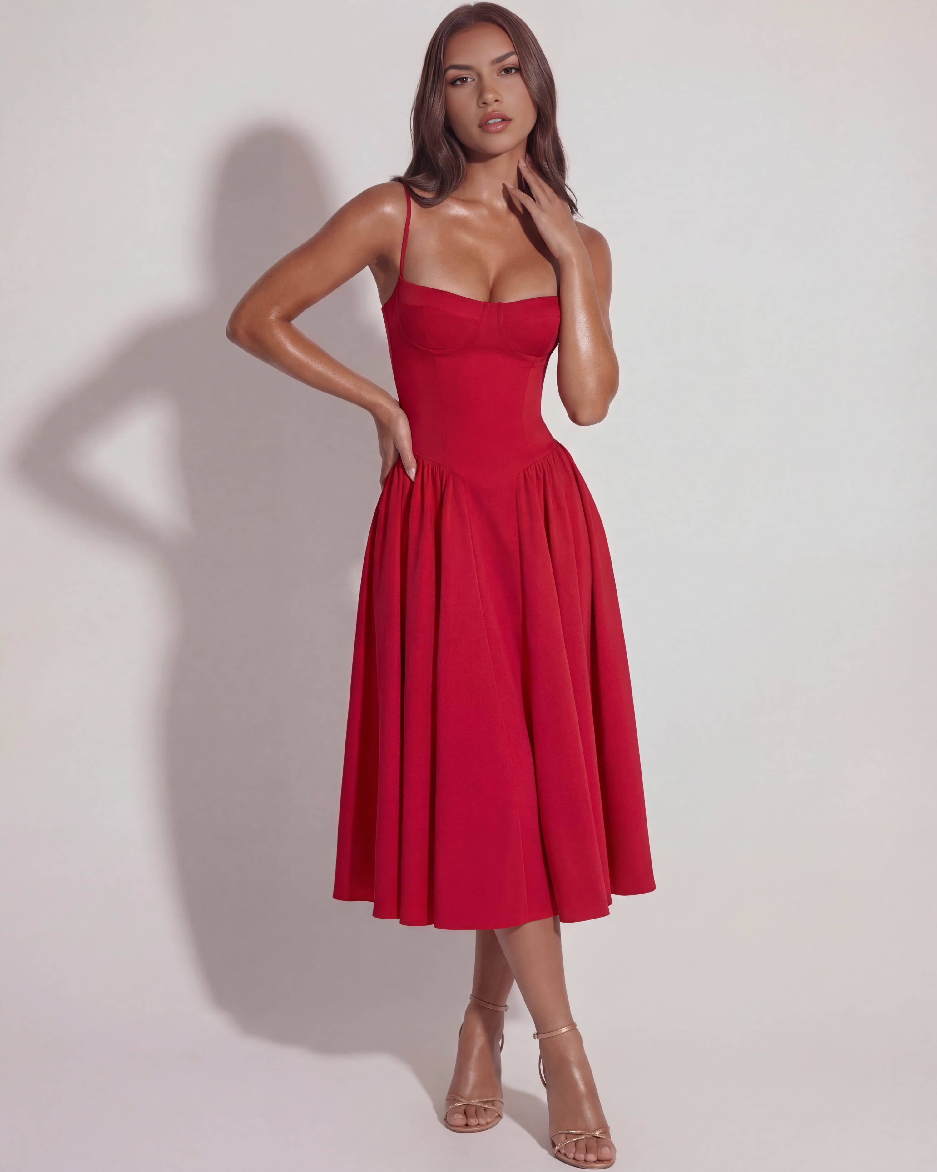 Midi Dress | Sweetheart Neckline, Boned Bodice, Summer Events - ICYBOO