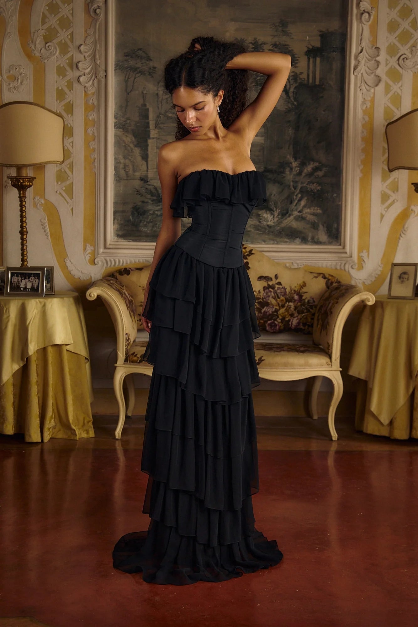 Justine Strapless Tiered Maxi Dress