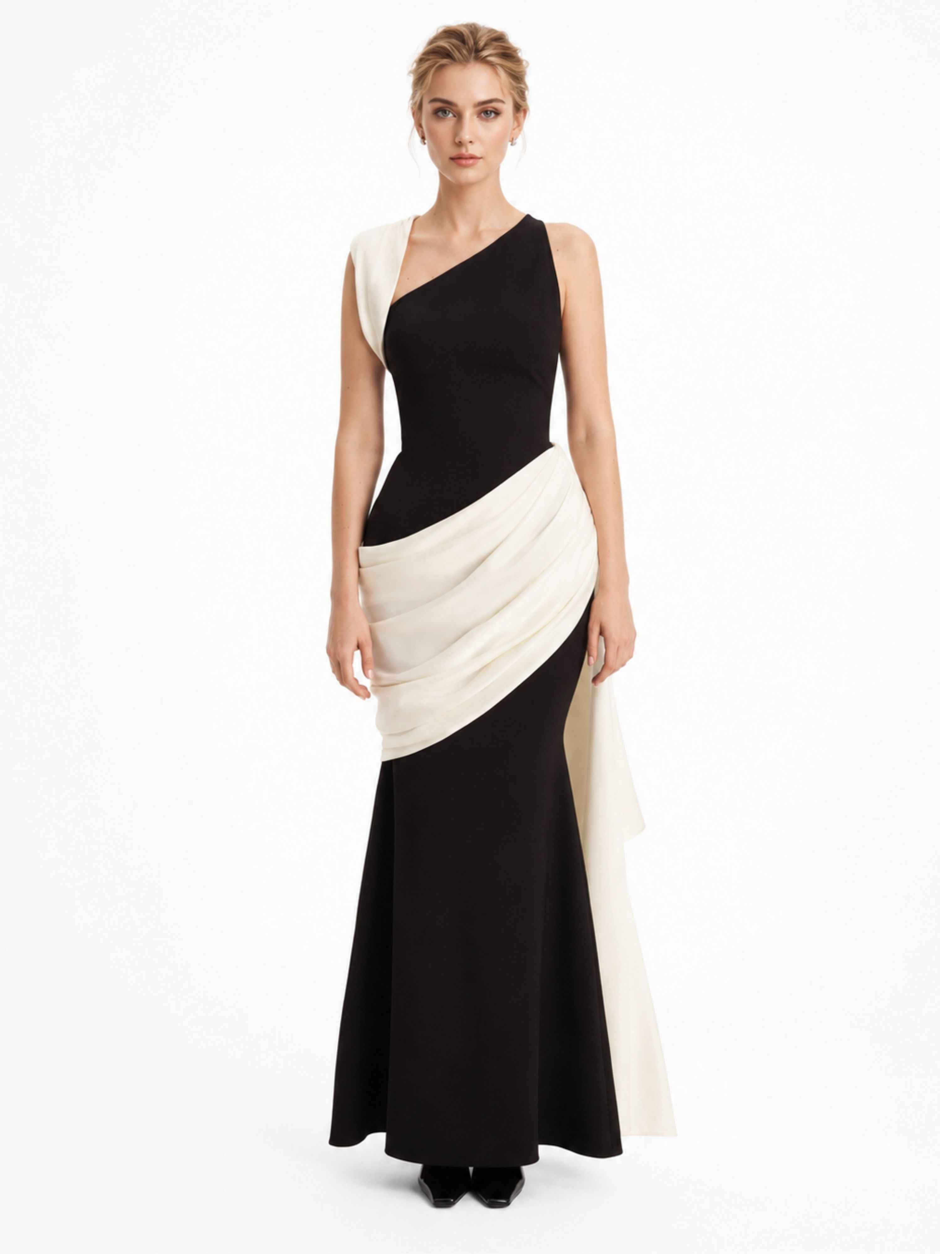 Vénus Color Block Asymmetrical Maxi Dress