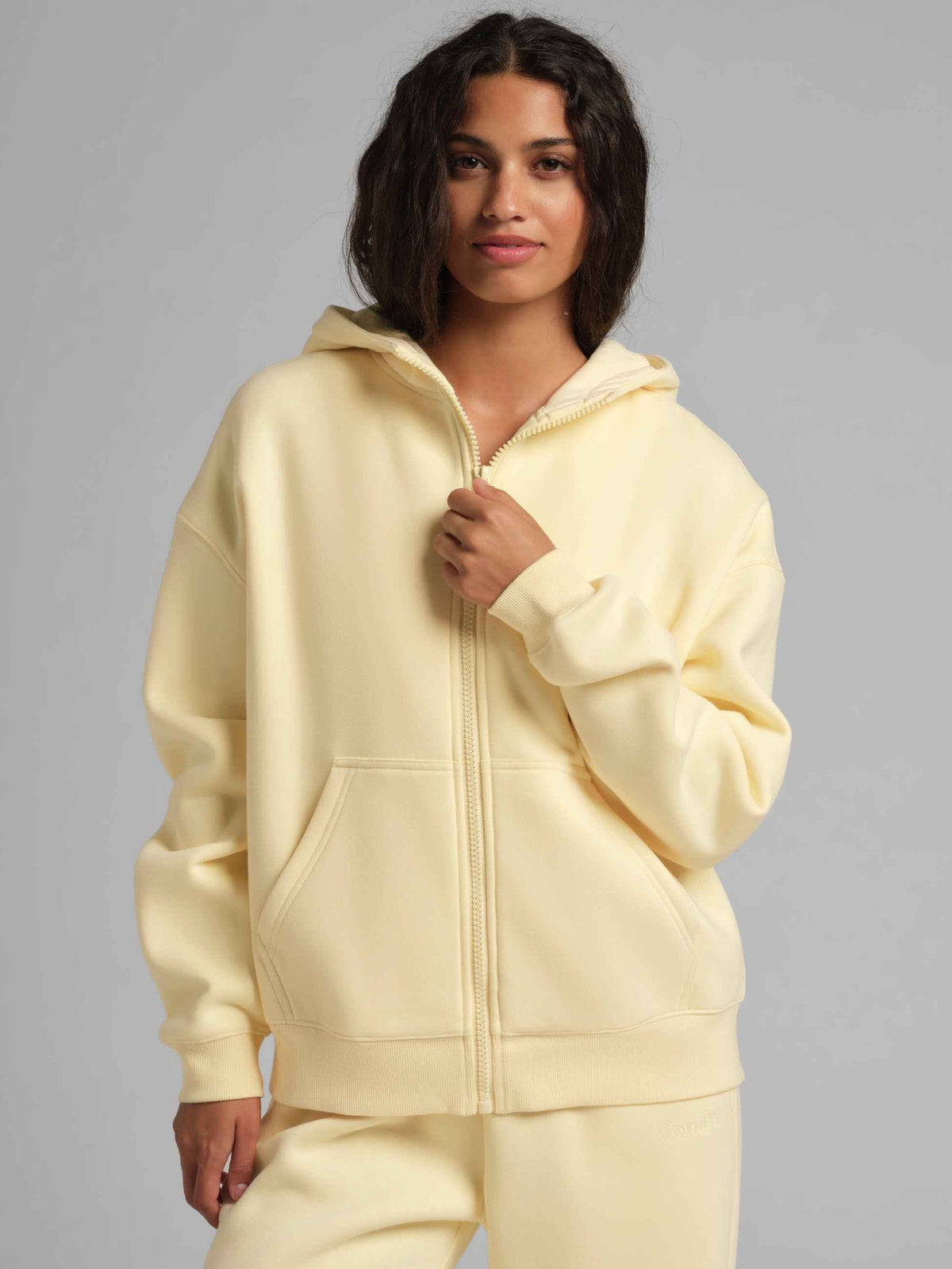 Basic Heavyweight Fleece Crop Zip Hoodie