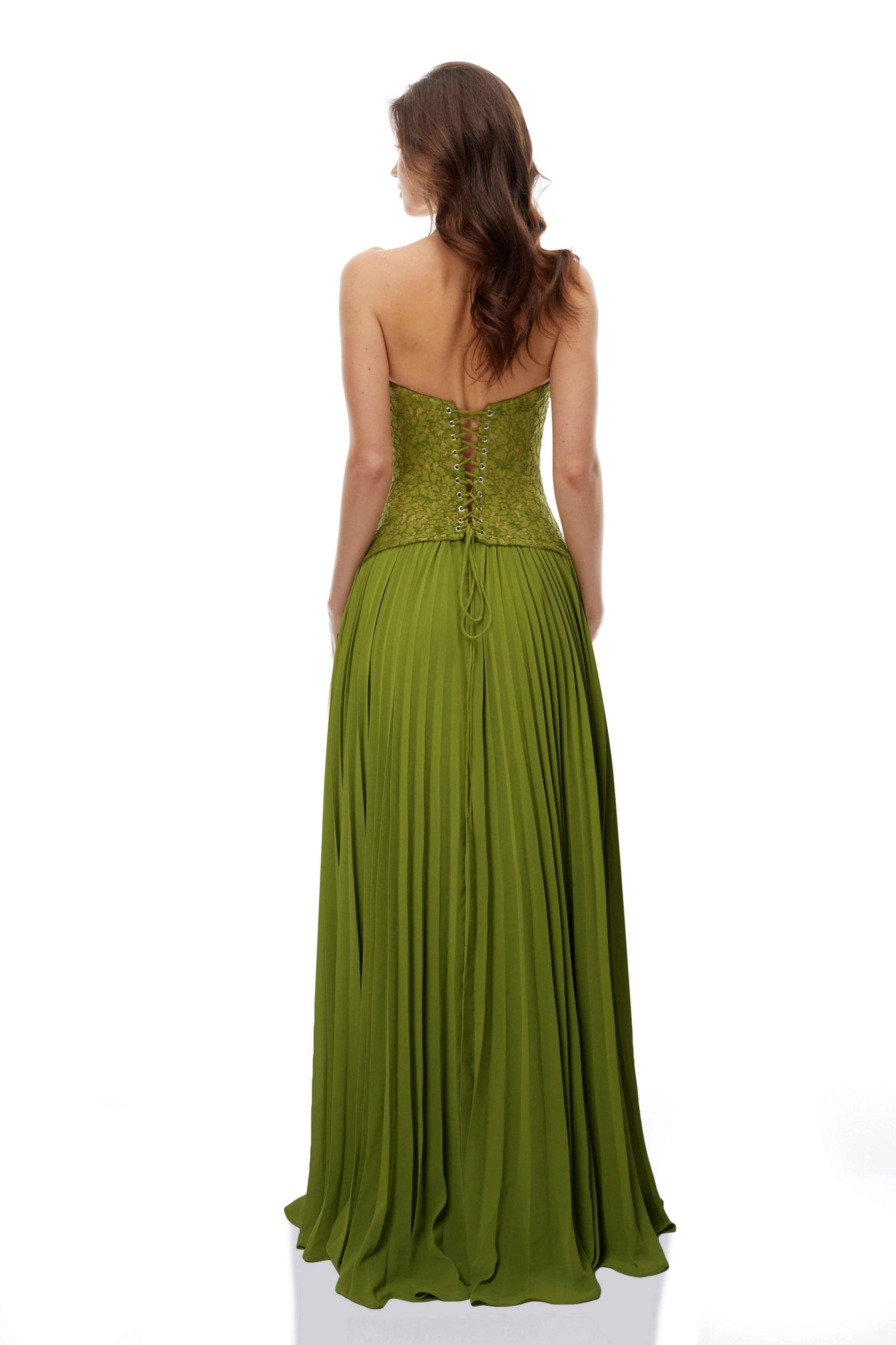 Isaline Emerald Corset Maxi Dress