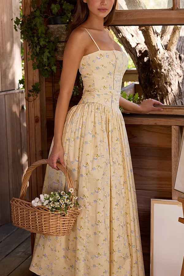 Romantic Countryside | SLEEVELESS FLORAL MIDI VACATION DRESS