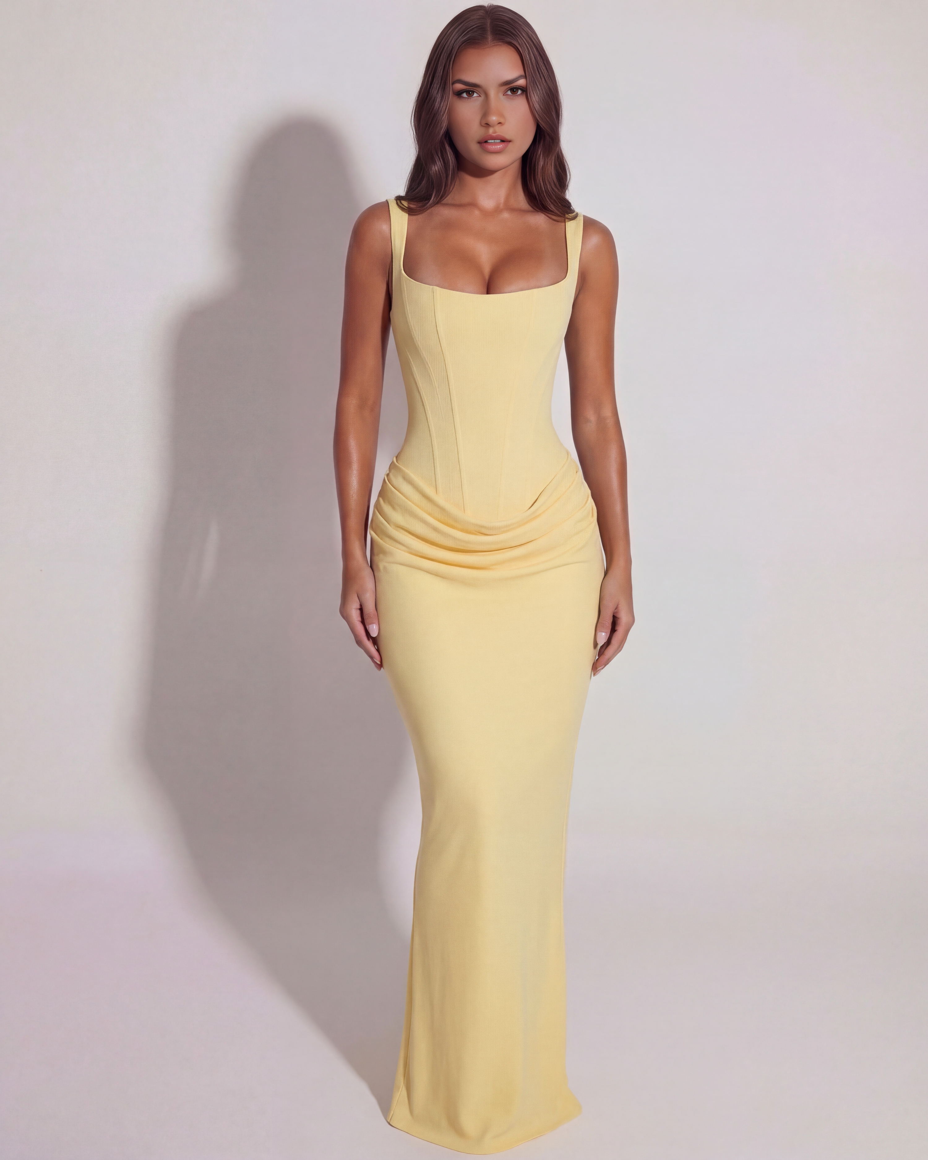 Eleonora Butter Yellow Maxi Dress - ICYBOO
