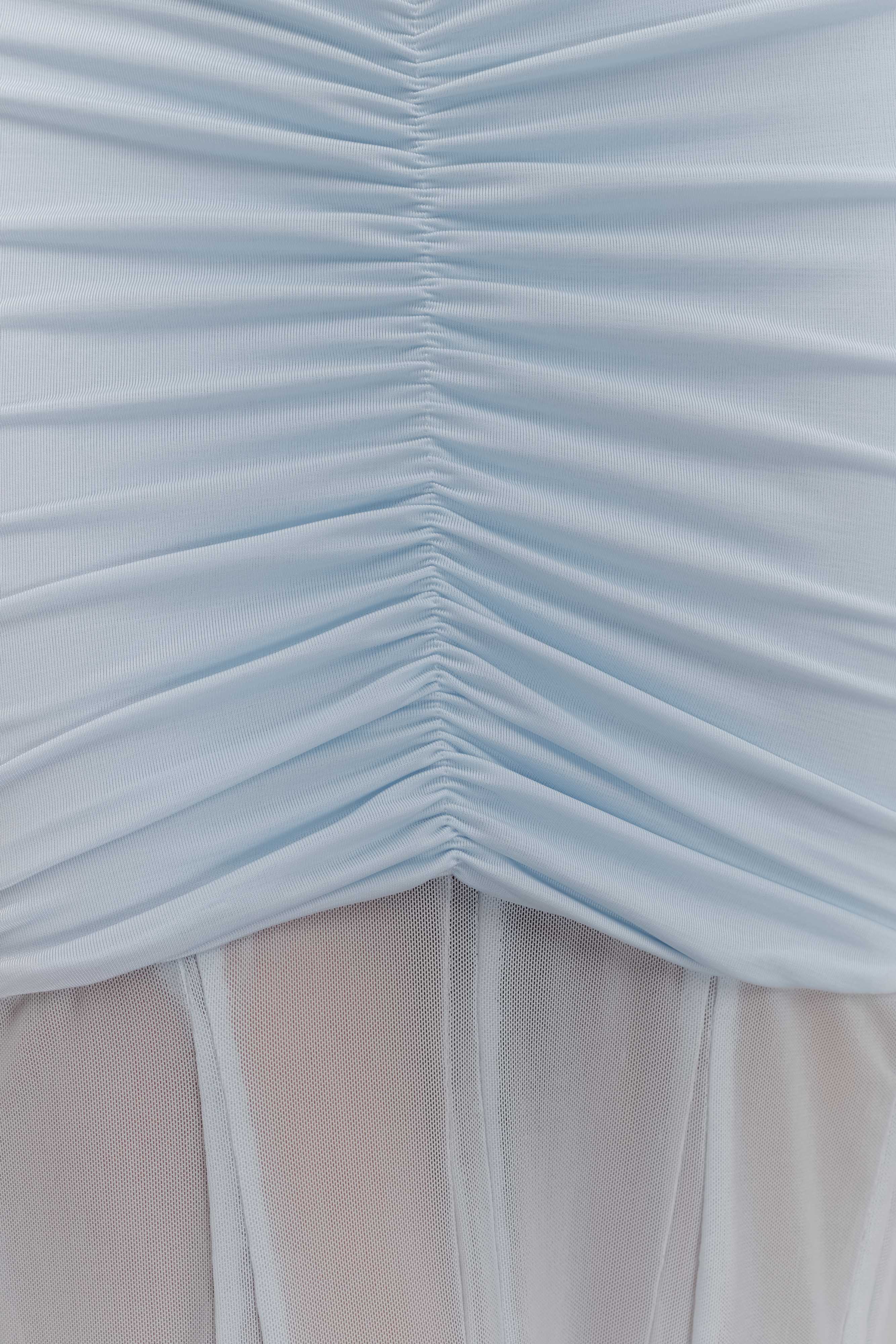 Caspian Pale Blue Off Shoulder Maxi Dress - ICYBOO