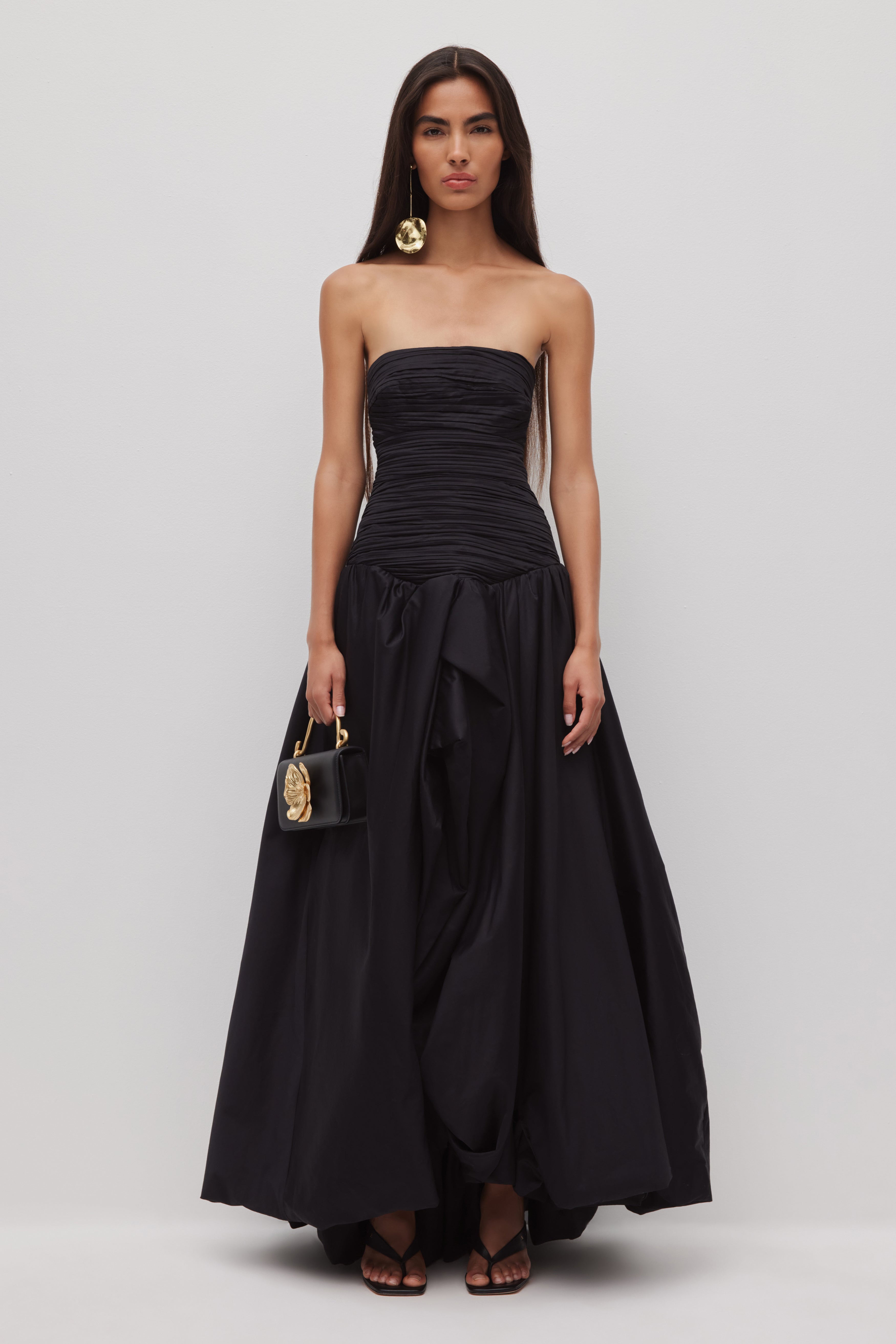 Violette strapless ruched maxi formal evening dress - ICYBOO