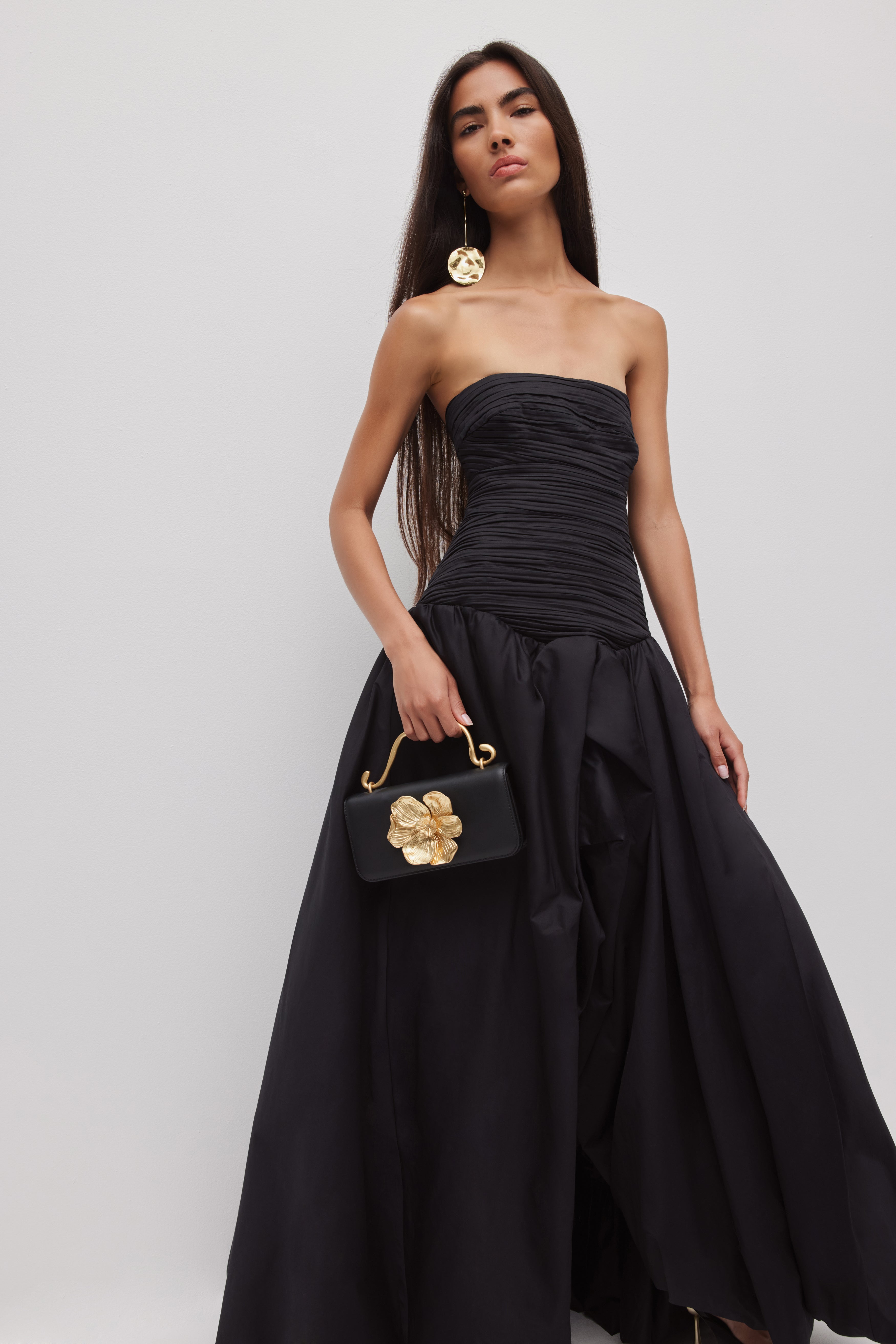 Violette strapless ruched maxi formal evening dress - ICYBOO