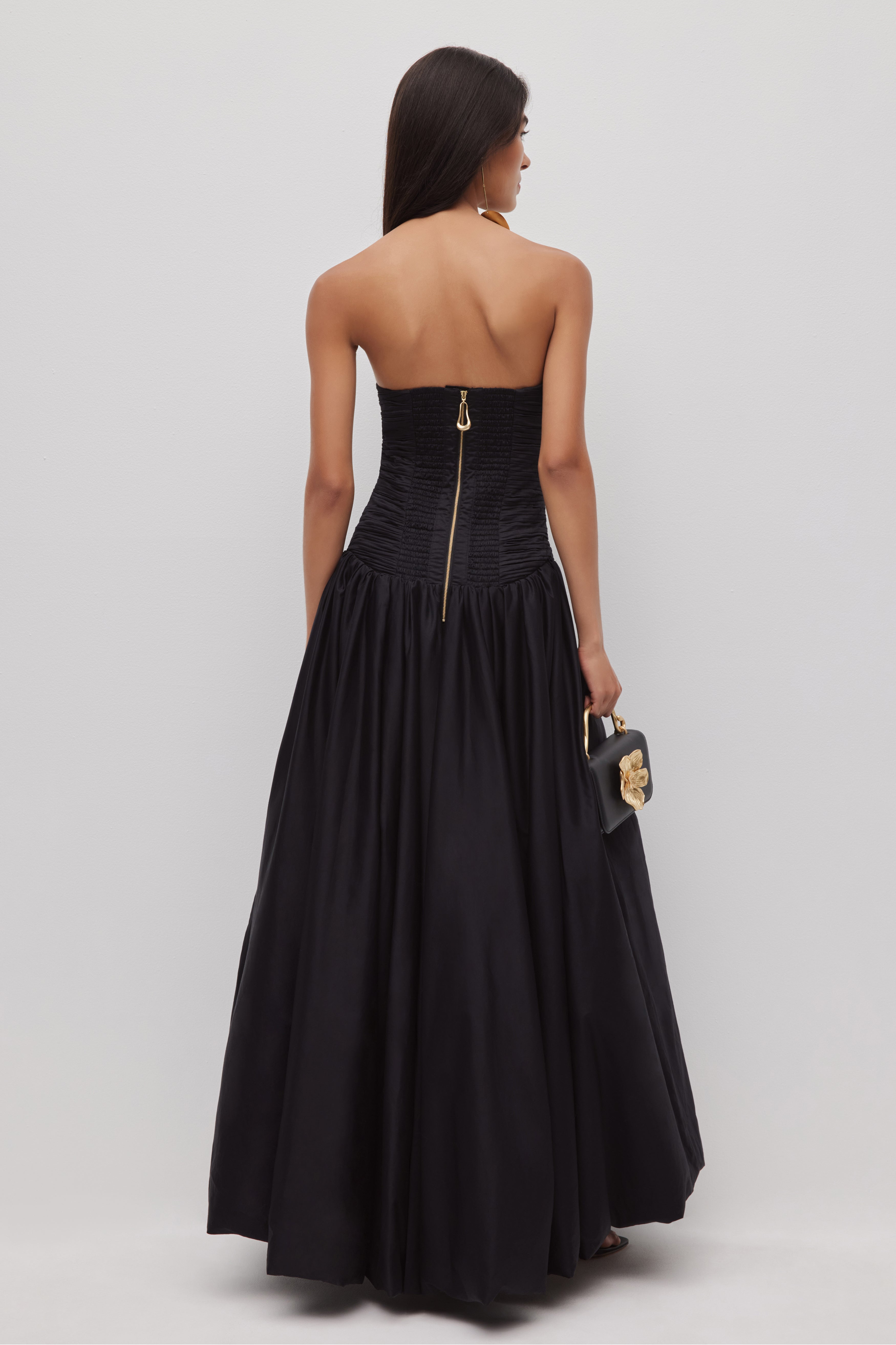 Violette strapless ruched maxi formal evening dress - ICYBOO