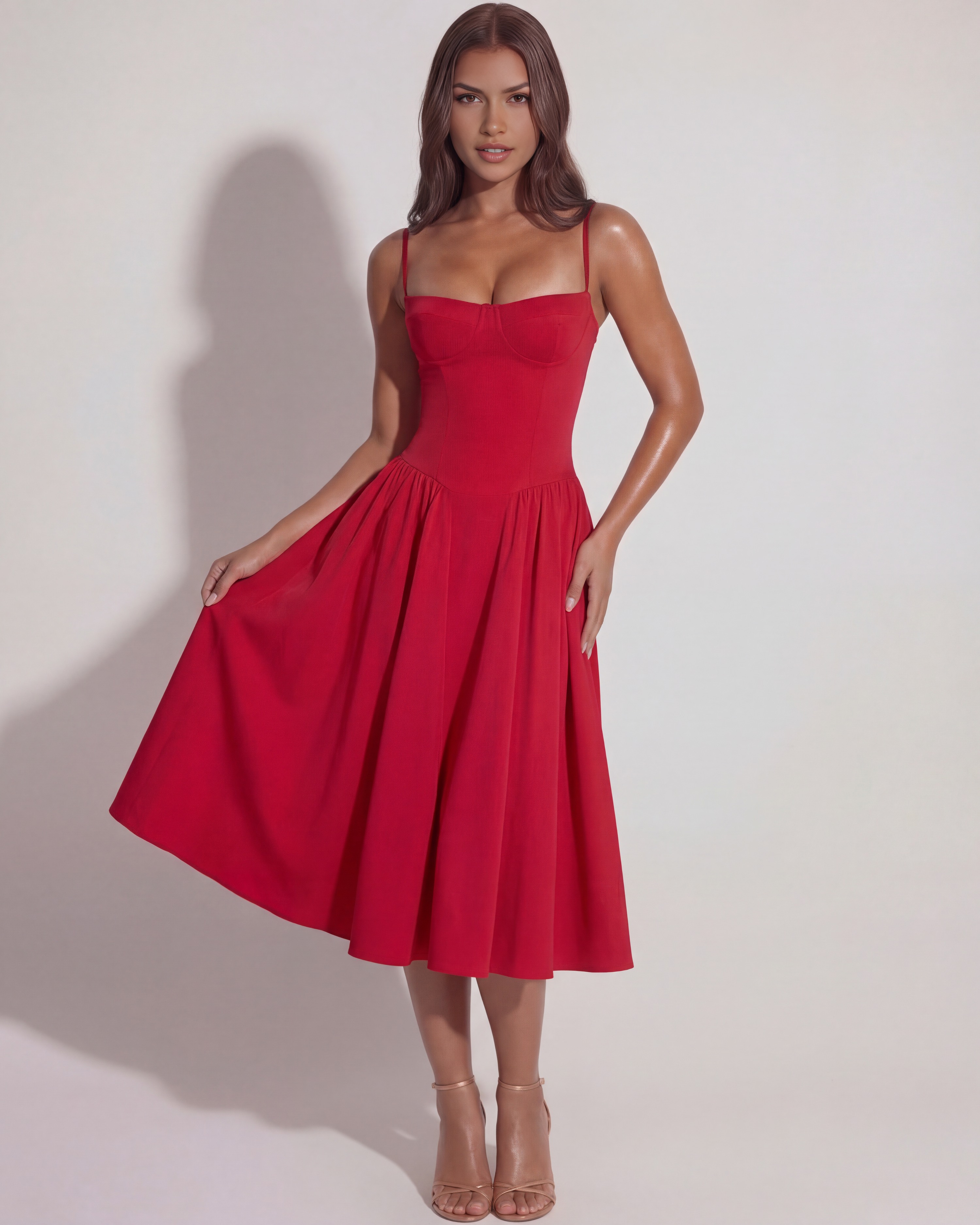 Midi Dress | Sweetheart Neckline, Boned Bodice, Summer Events - ICYBOO