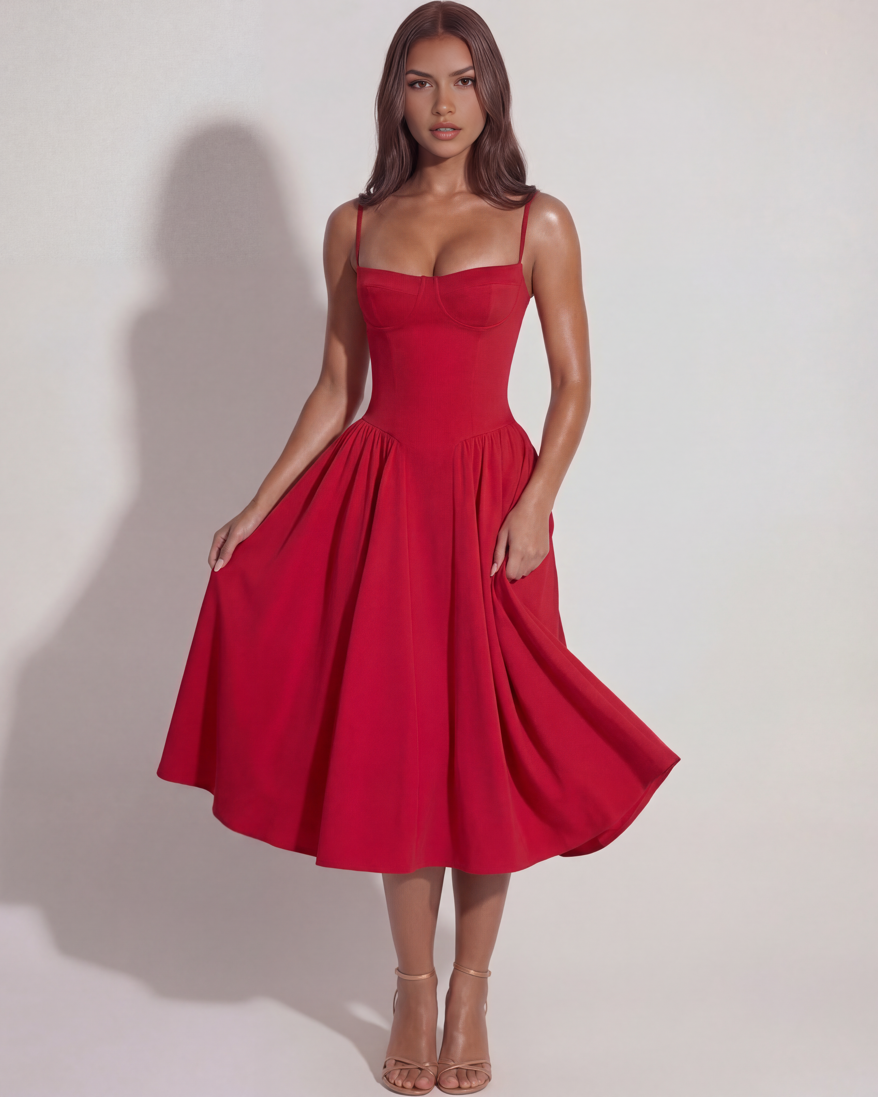 Midi Dress | Sweetheart Neckline, Boned Bodice, Summer Events - ICYBOO