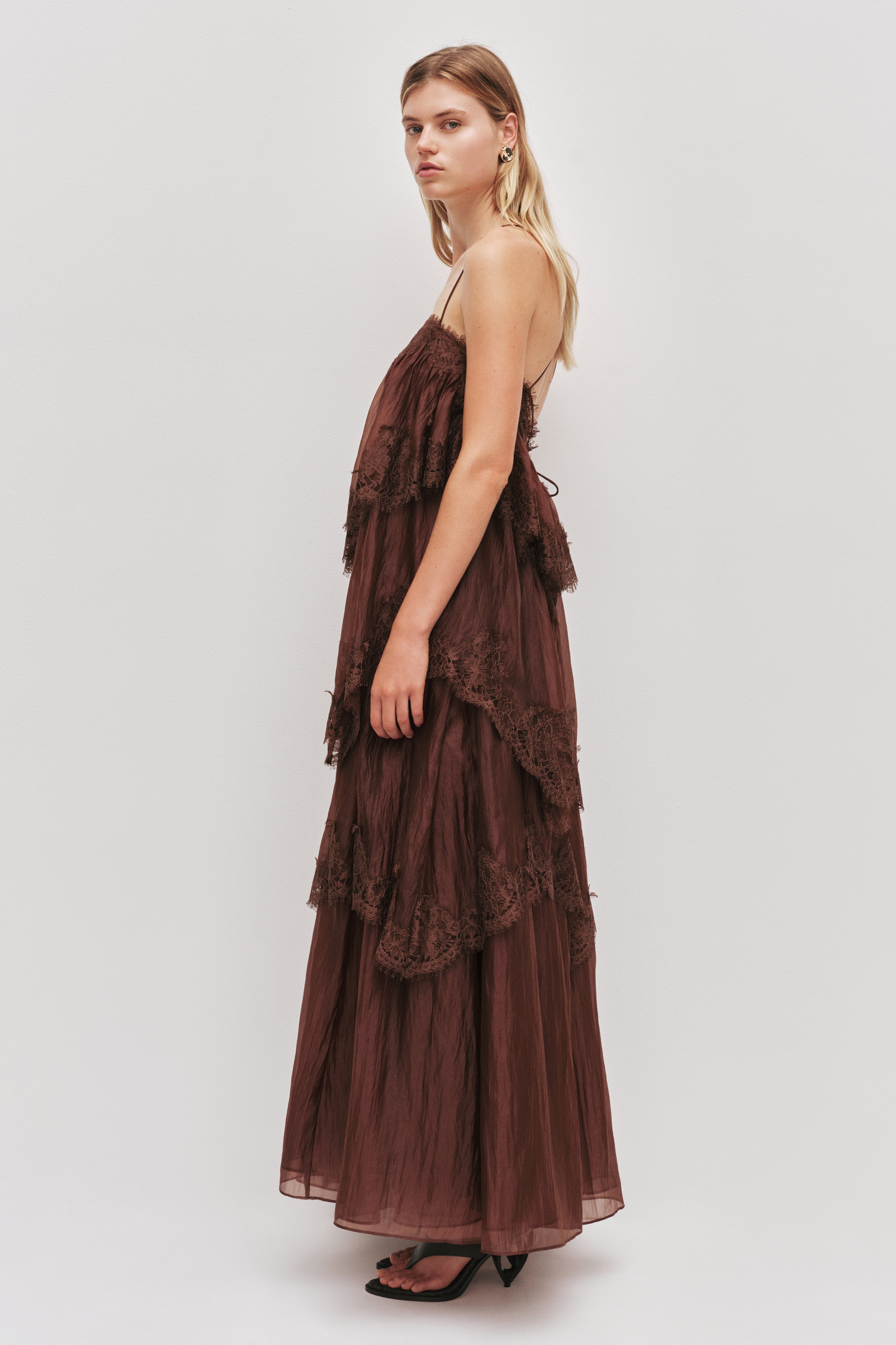 Ophelia tiered lace maxi wedding guest dress - ICYBOO
