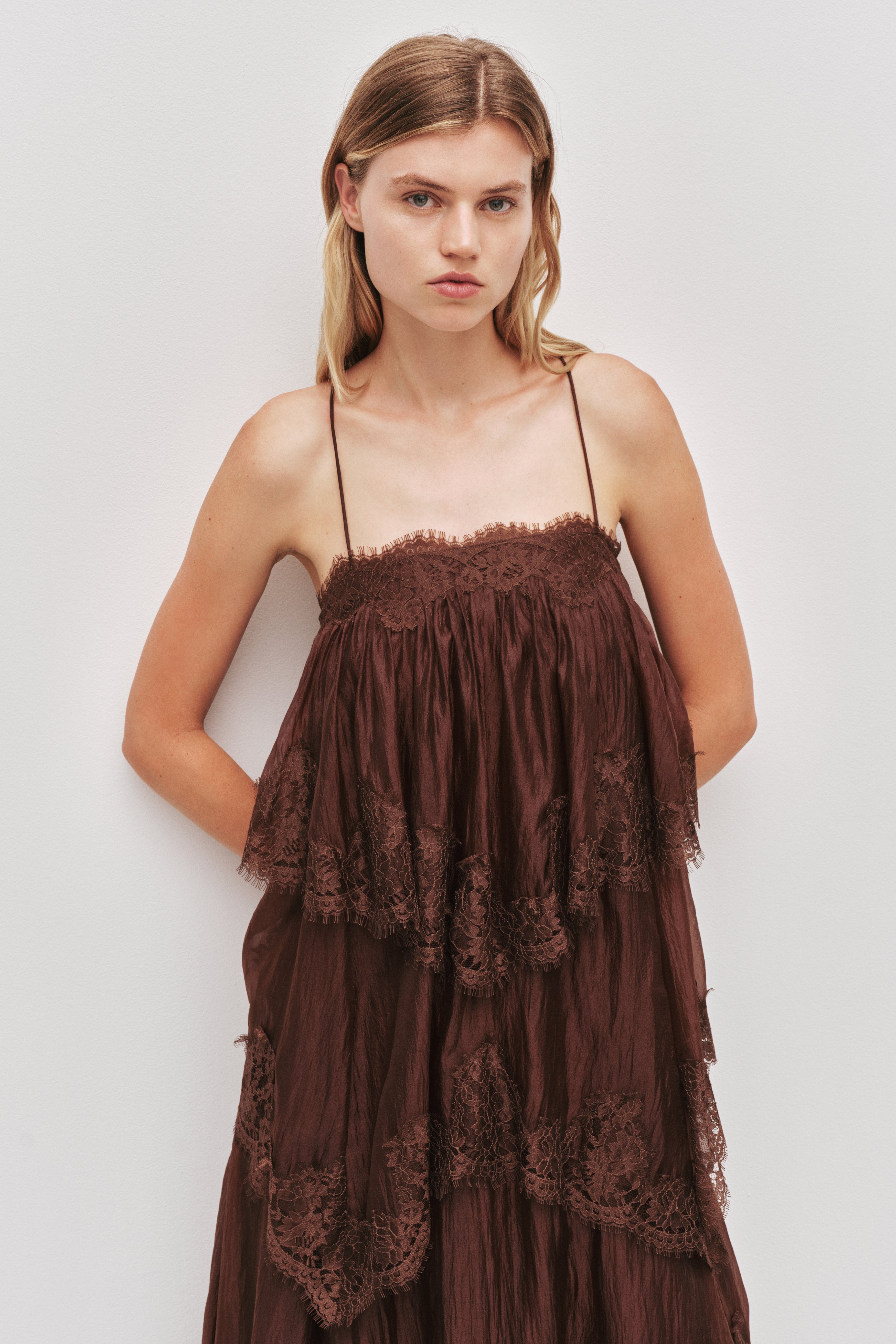 Ophelia tiered lace maxi wedding guest dress - ICYBOO