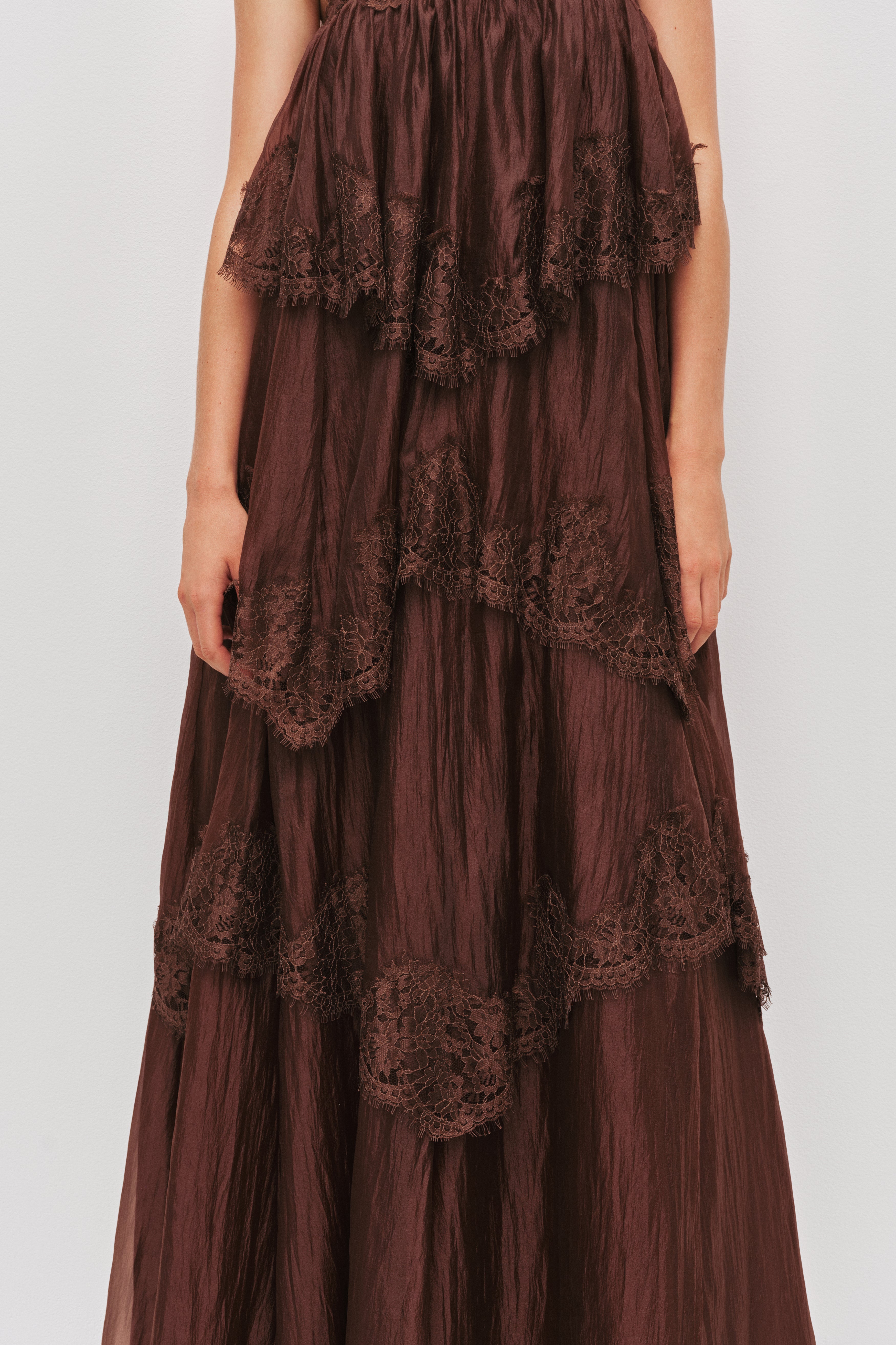 Ophelia tiered lace maxi wedding guest dress - ICYBOO