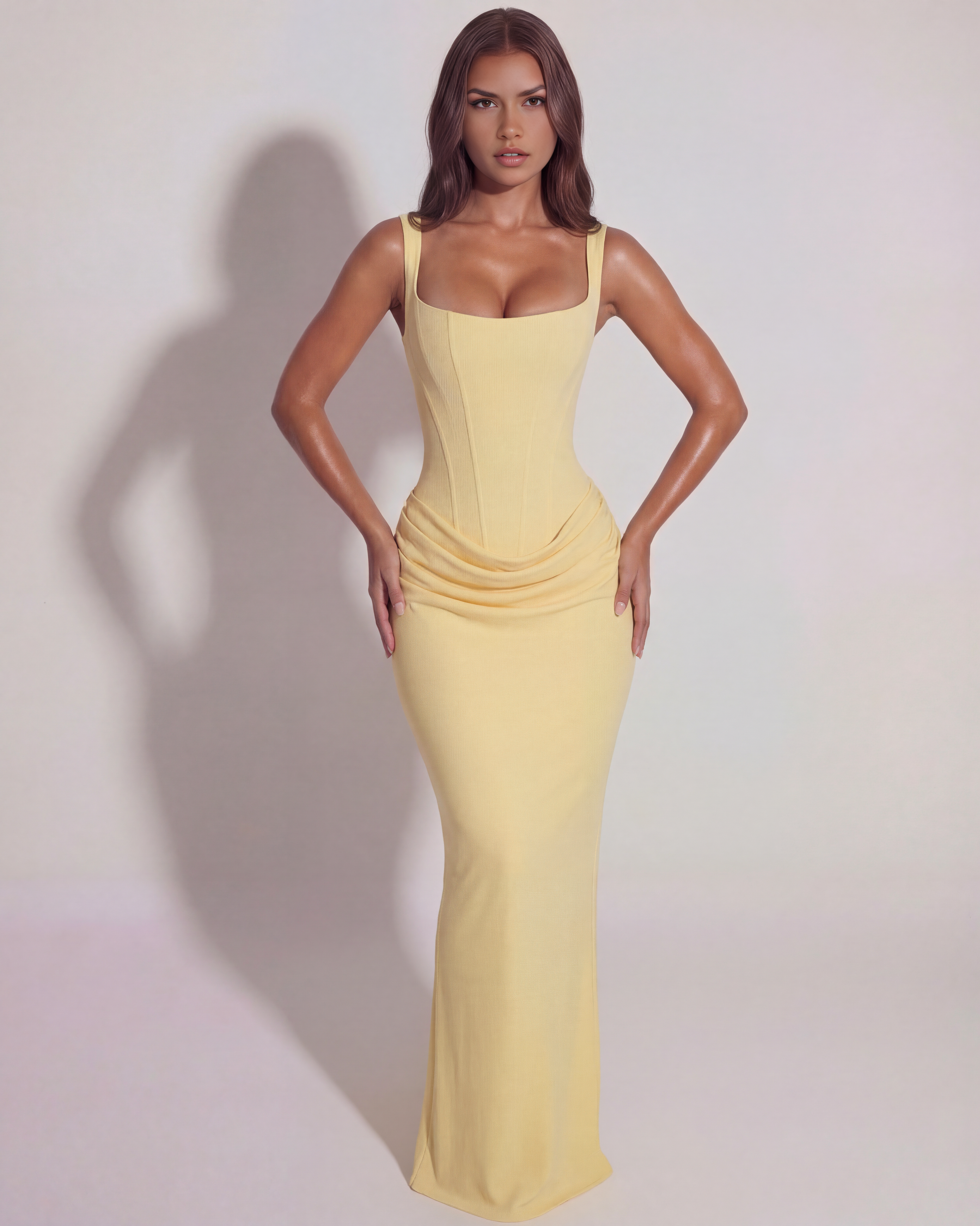 Eleonora Butter Yellow Maxi Dress - ICYBOO