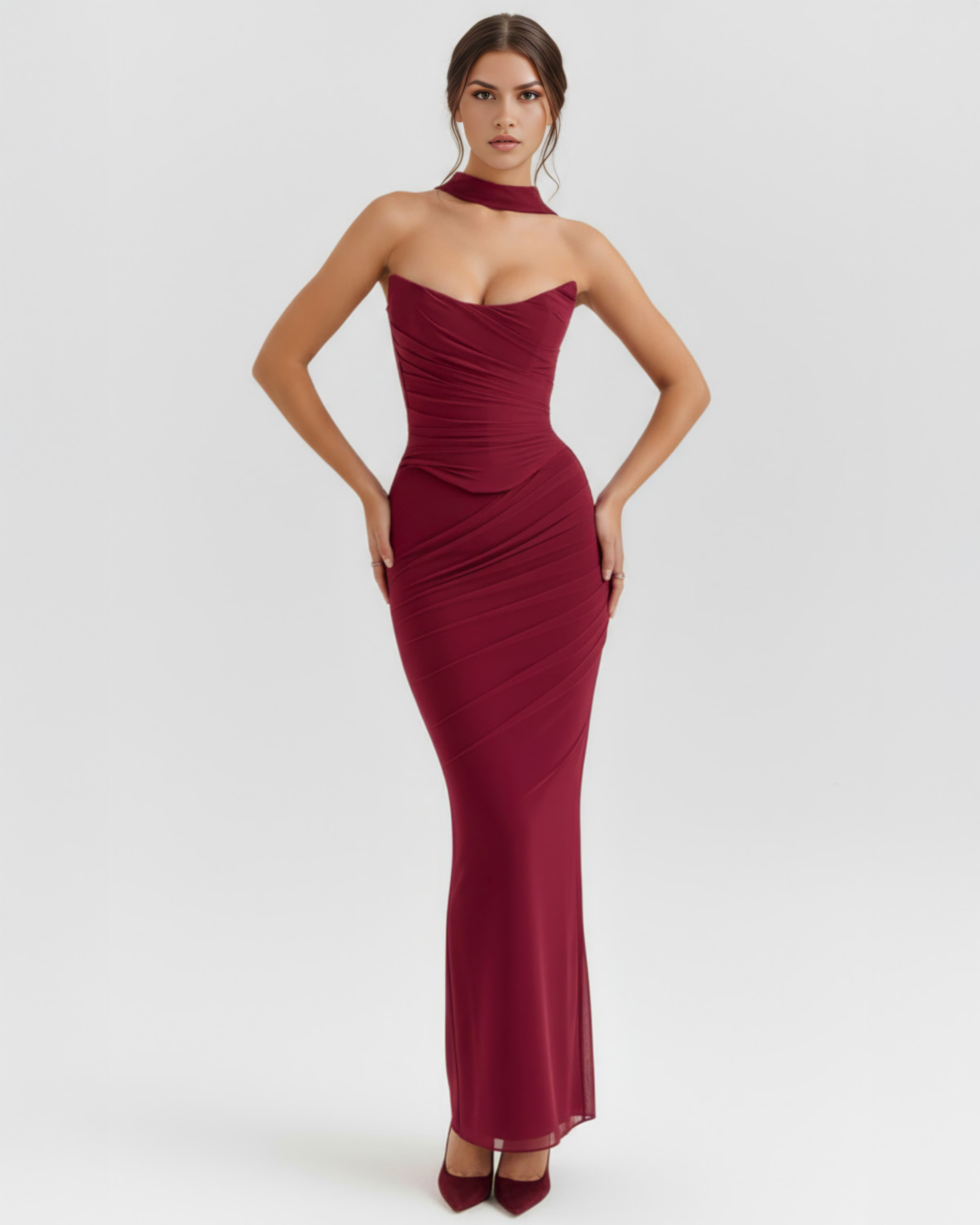 Mesh Maxi Dress Set | Corset, Skirt & Scarf, Romantic & Special Occasions - ICYBOO