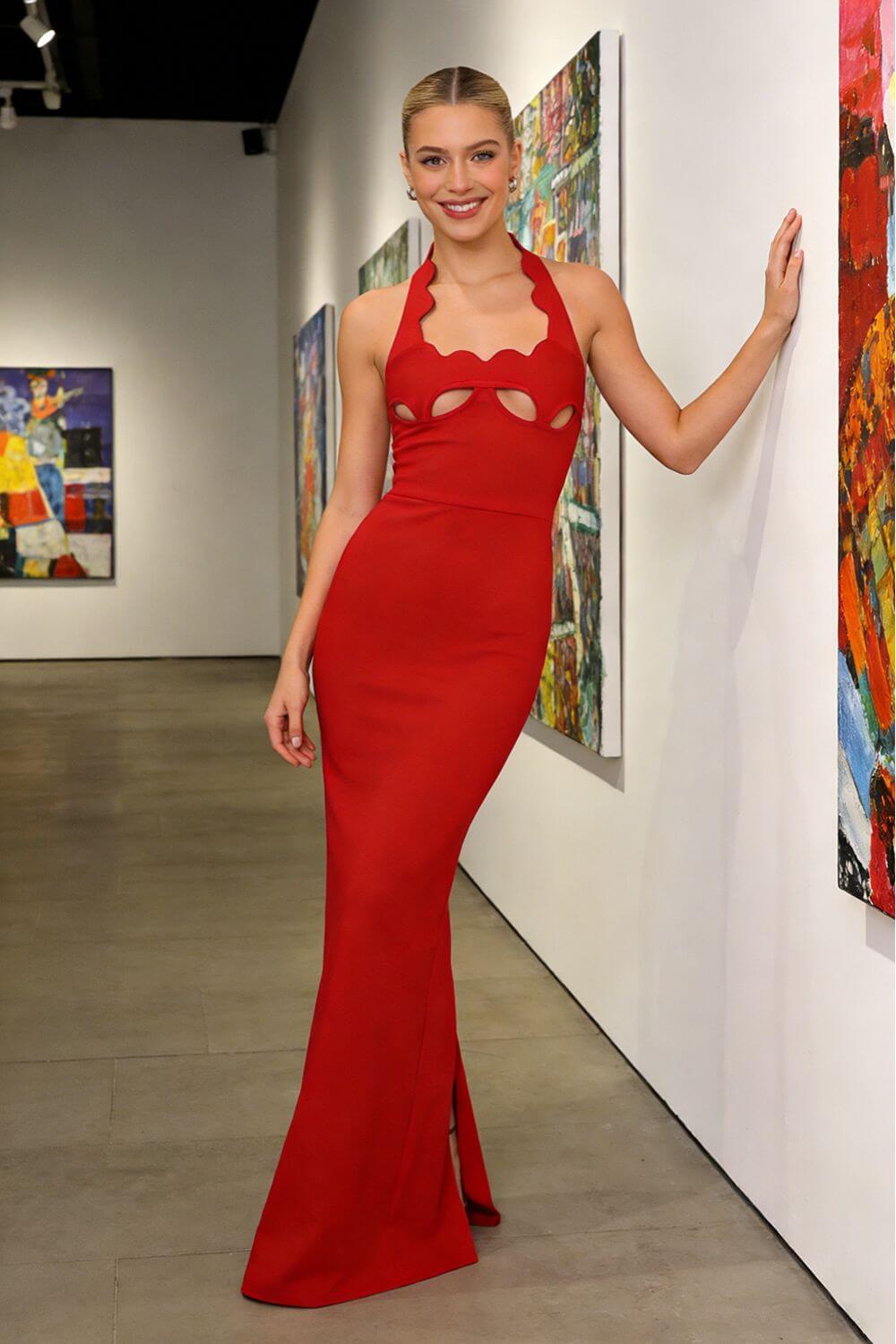 Noisette Halter Cut-Out Bodycon Maxi Dresses