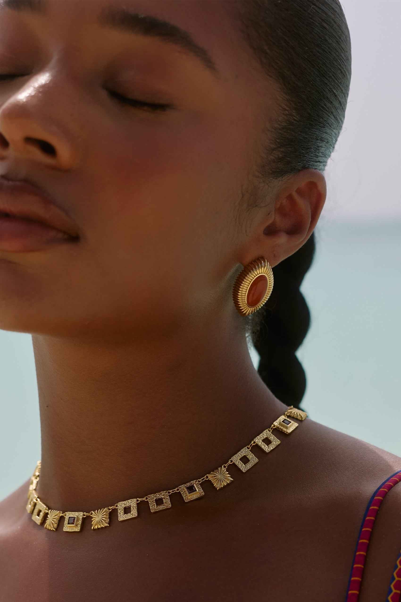 Ayana Earrings in Orange Aventurine