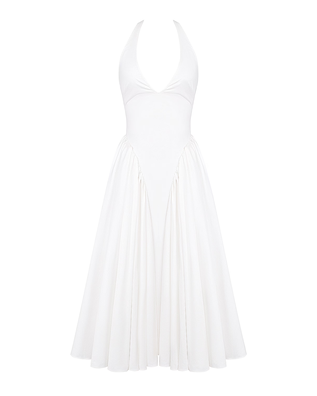 Monroe halter tulle midi summer evening dress - White - ICYBOO