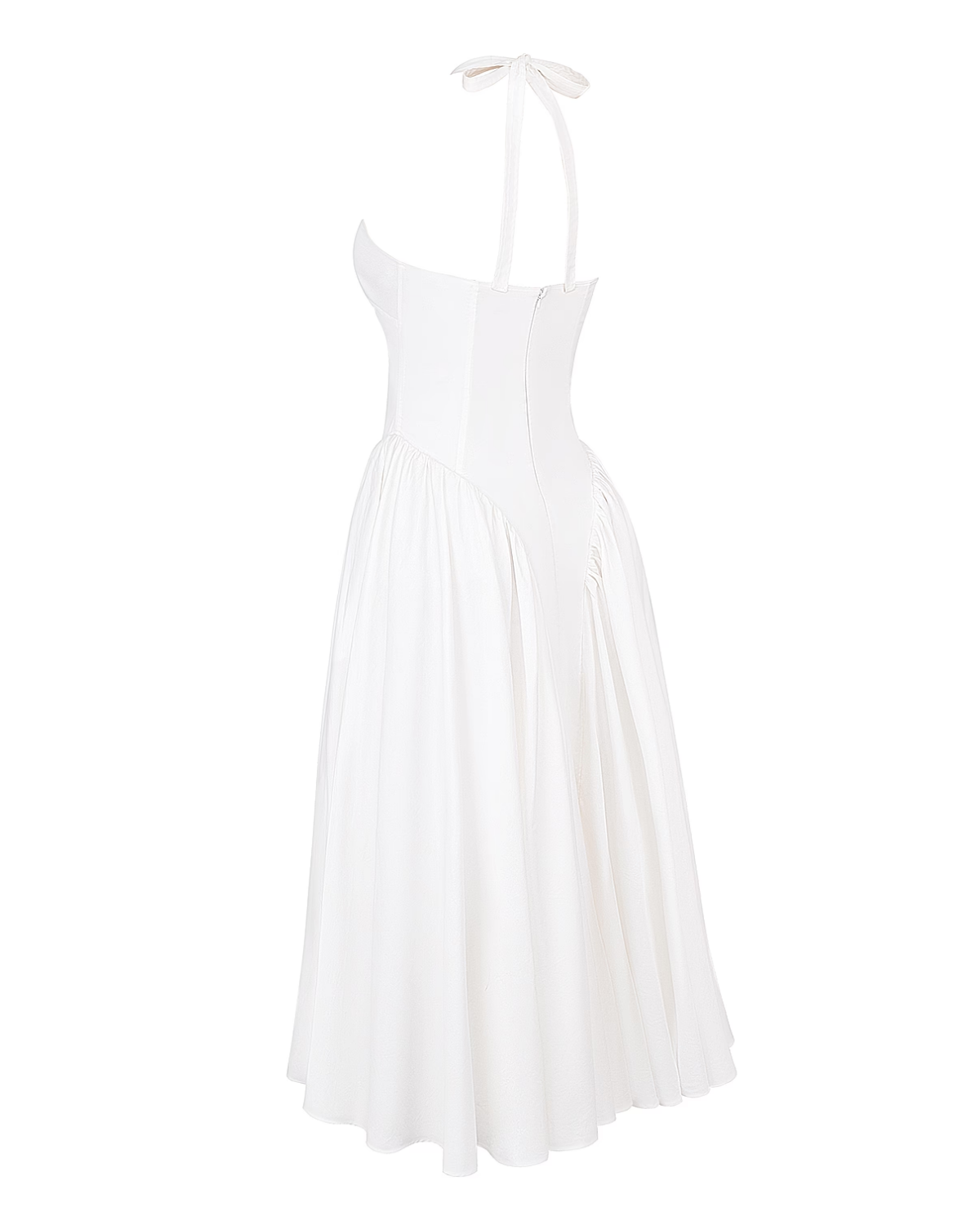 Monroe halter tulle midi summer evening dress - White - ICYBOO