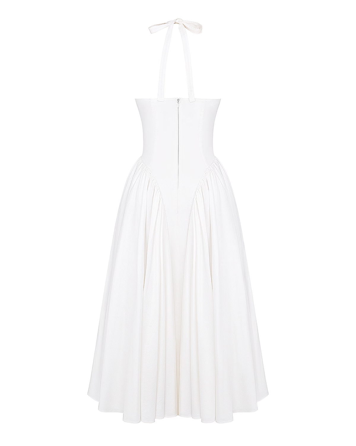 Monroe halter tulle midi summer evening dress - White - ICYBOO