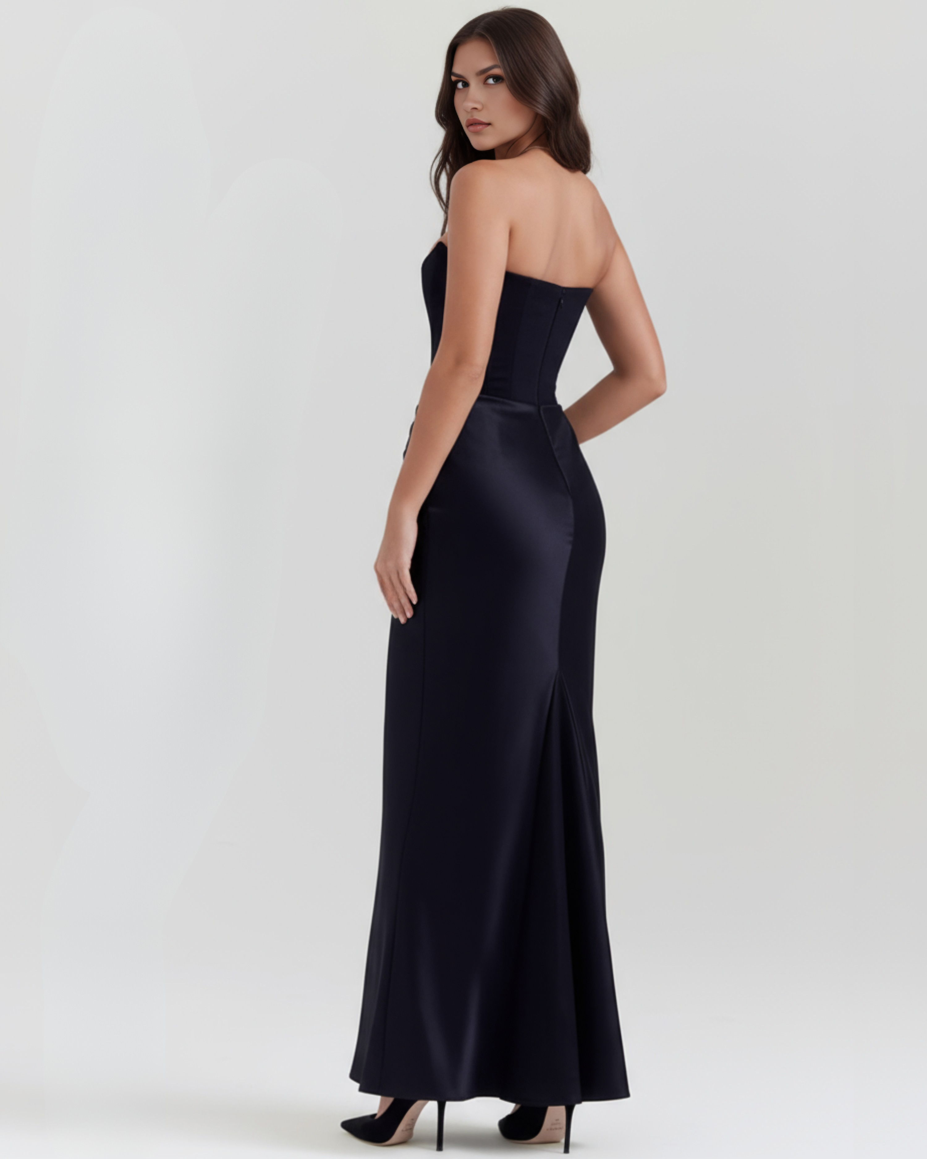Corset Dress | Almond Muse Style, Stretch Crepe Boned Bodice, Glamorous Events - ICYBOO