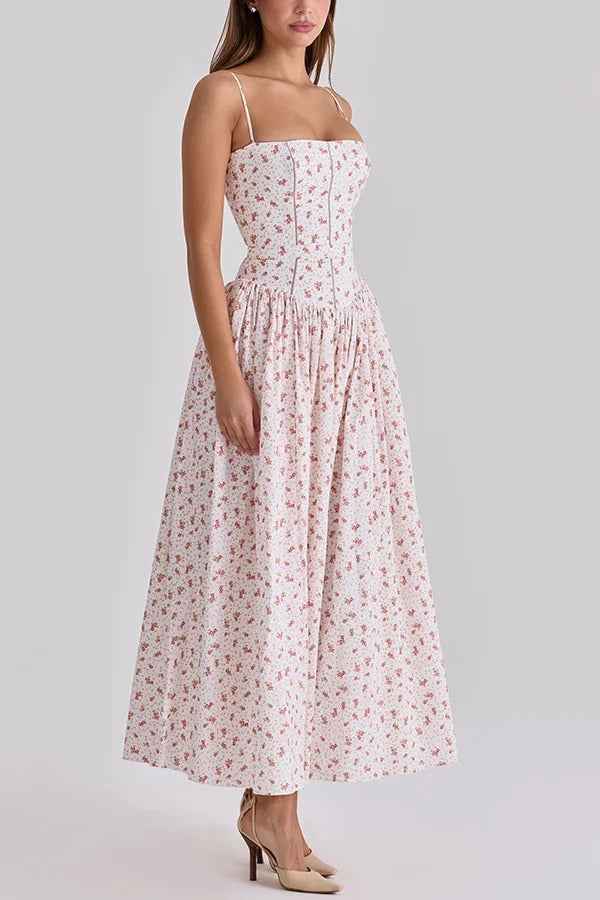 Romantic Countryside | SLEEVELESS FLORAL MIDI VACATION DRESS