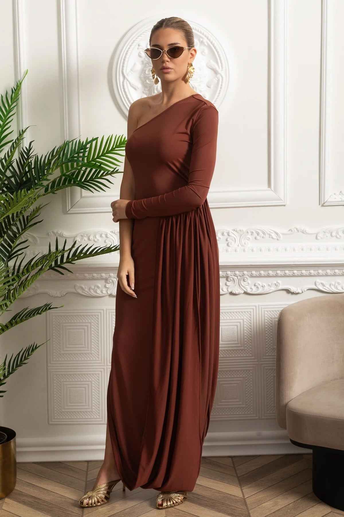 Matilda | ASYMMETRICAL FITTED MAXI EVENING DRESS