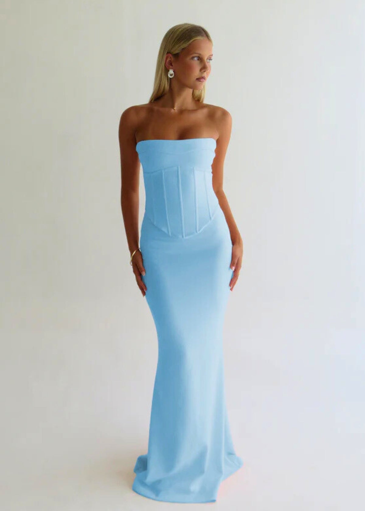 Louie Dress in Soft Blue - ICYBOO