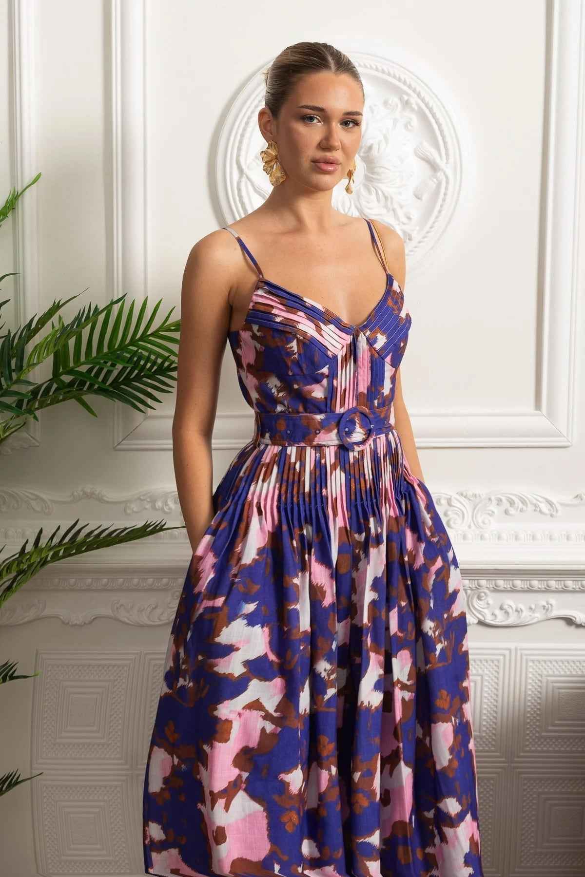 Pleated Bust | PLEATED FITTED MIDI PARTY COCKTAIL DRESS