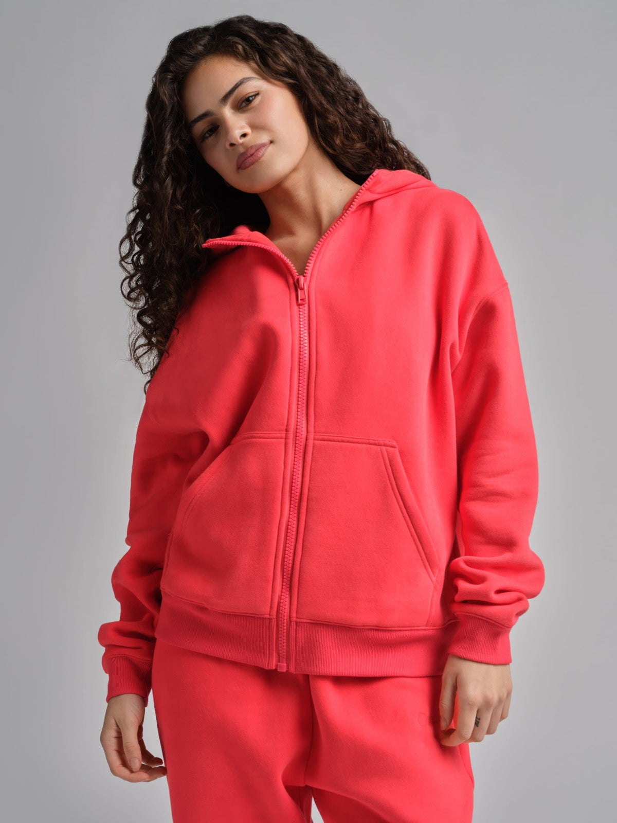 Basic Heavyweight Fleece Crop Zip Hoodie