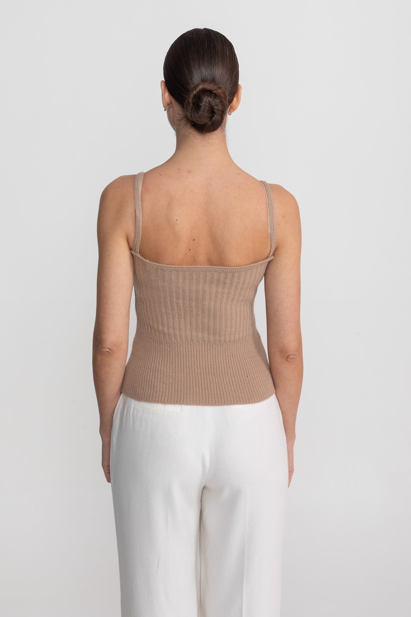 Knit Two Piece Set With Crystal Embellishments And Trim Cuffs - Beige - ICYBOO